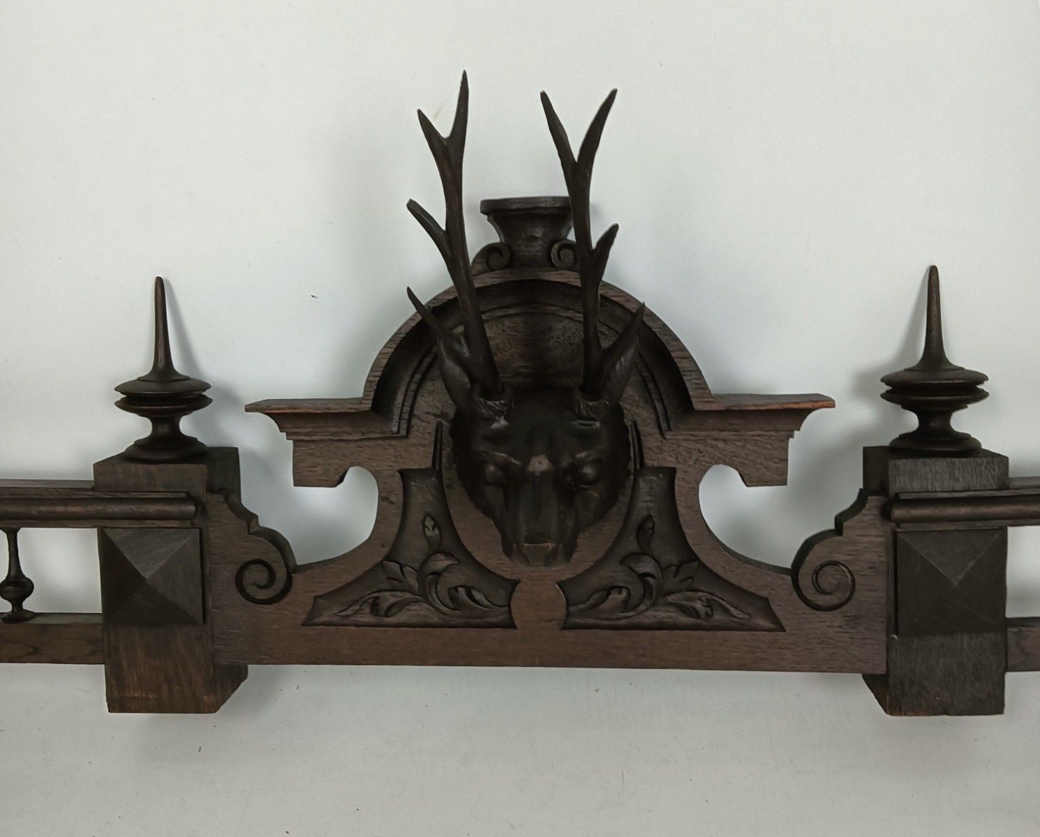 Antique Hand Carved Wooden Pediment Over Door Deer Black Forest Reclaimed Archit photo Home Decor