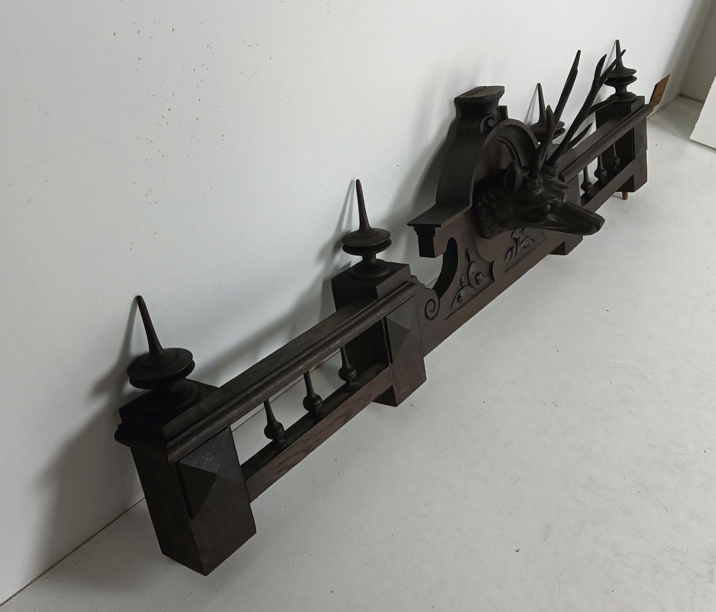 Antique Hand Carved Wooden Pediment Over Door Deer Black Forest Reclaimed Archit photo buy
