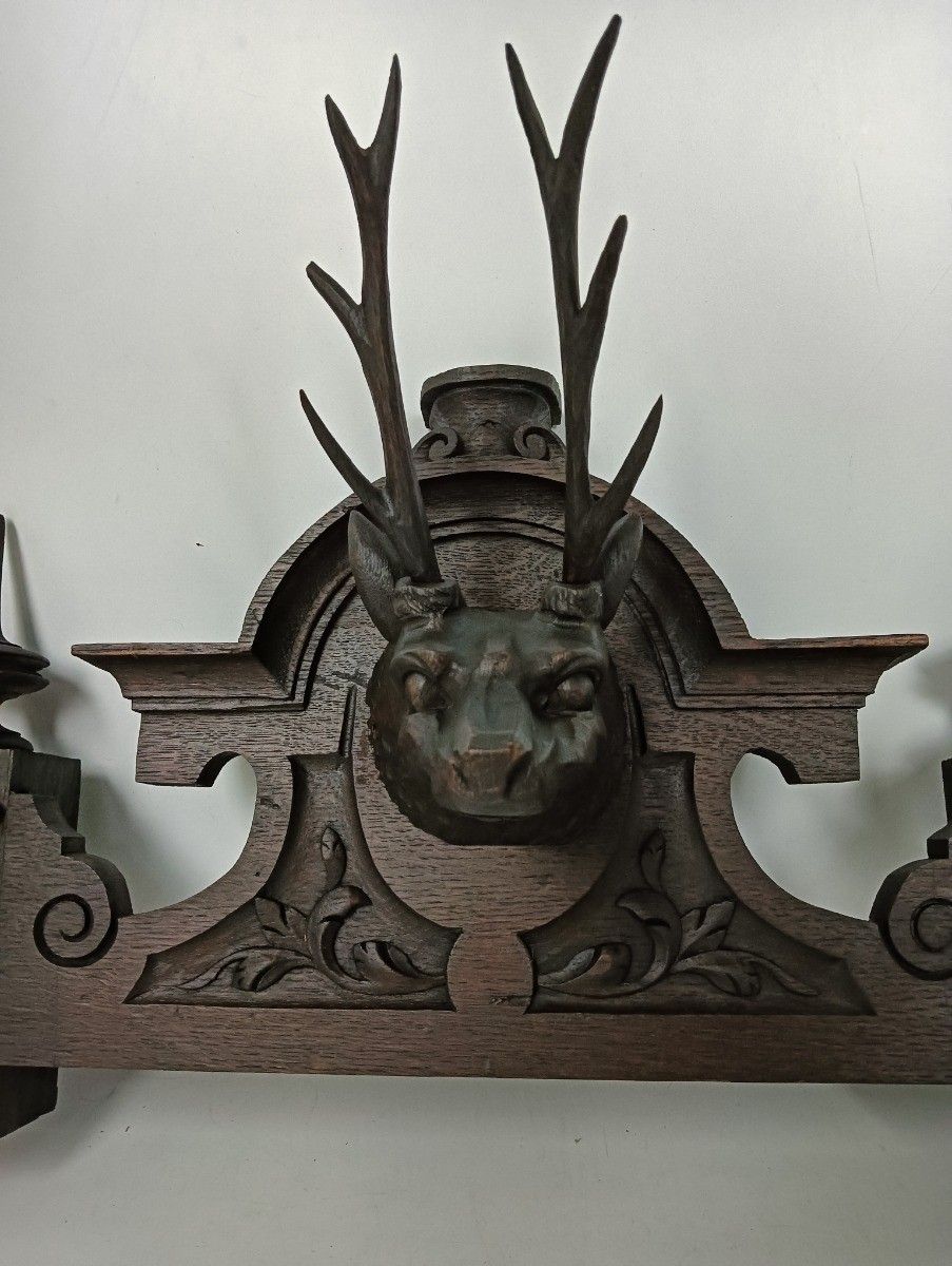 photo furniture Antique Hand Carved Wooden Pediment Over Door Deer Black Forest Reclaimed Archit