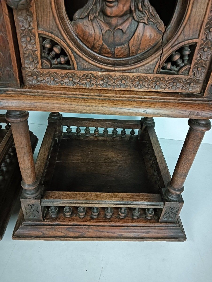 Antique Hand Carved Wood Breton France Nightstands End Tables Bedroom Cabinets W photo buy