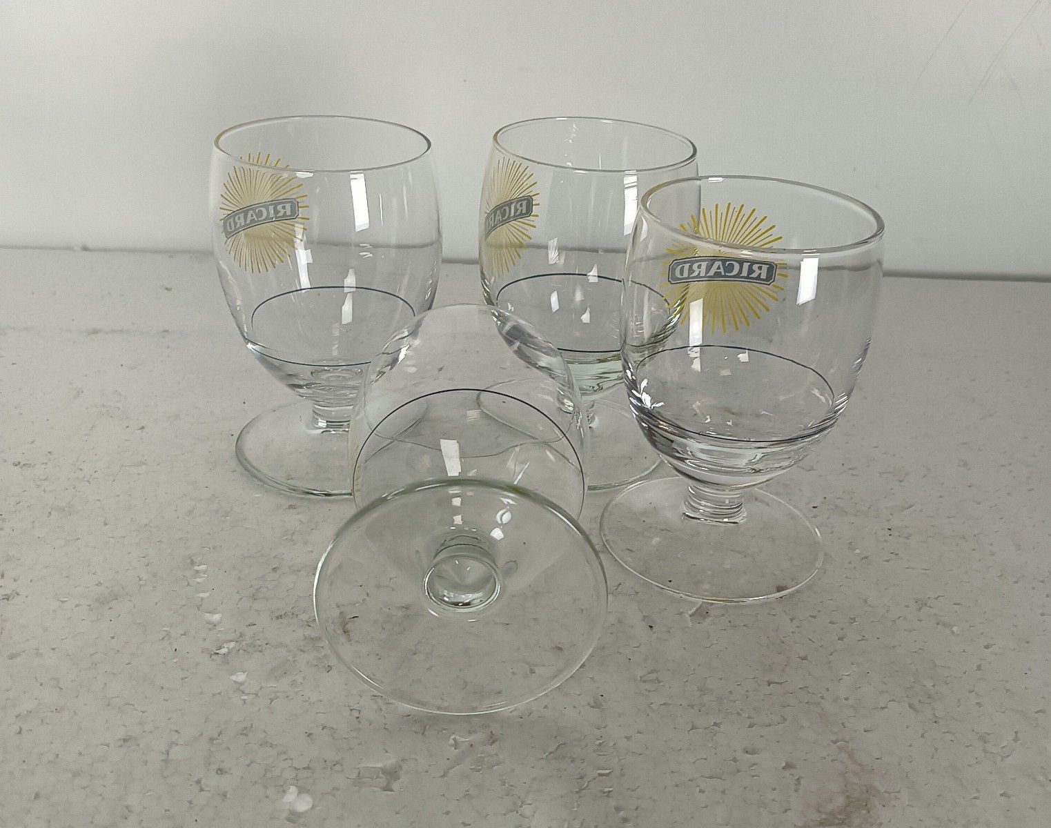 Vintage French Ricard Glasses Pastis Apero  Collector Set Of 4 France photo Home Decor