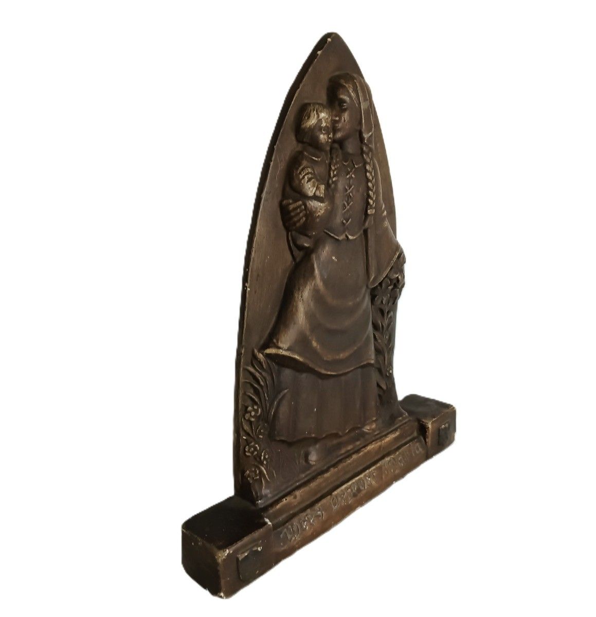 Antique Plaster Standing Hanging Plaque Statue Virgin Mary Madonna With Infant photo Art