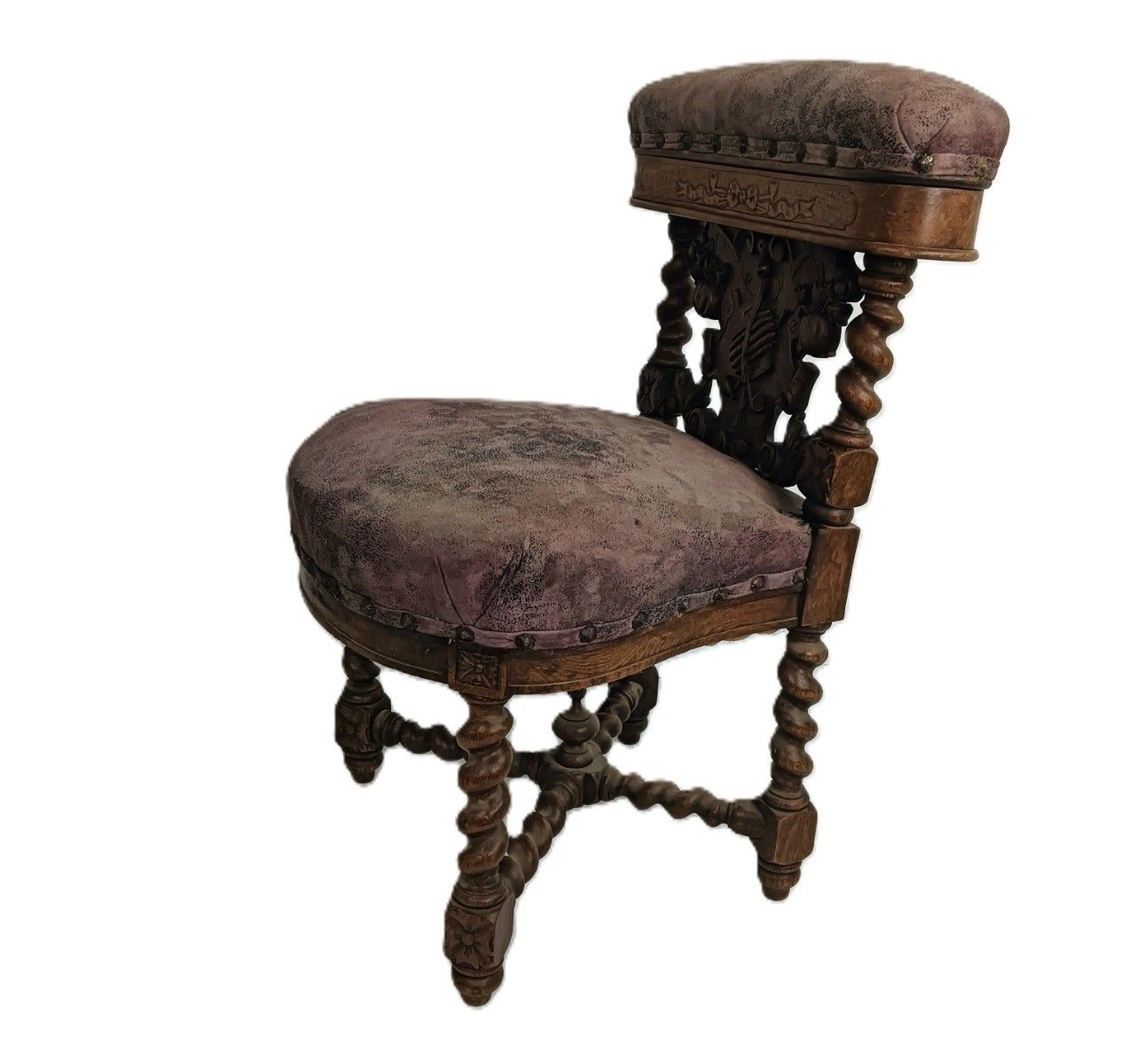 Smoker Chair Antique Barley Twist Lounge Chair Empire Style Fumeuse Rare photo vintage