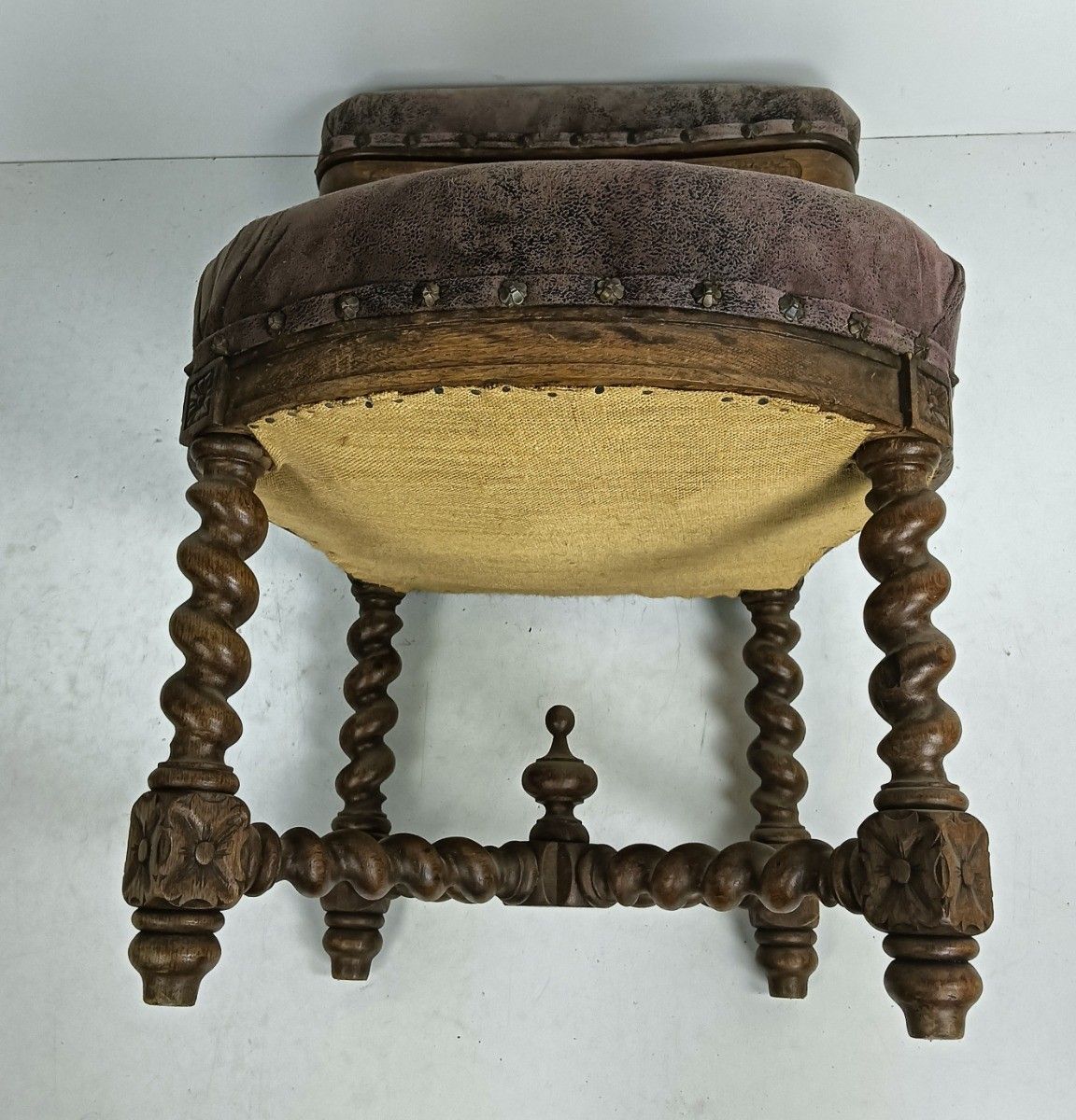 photo vintage Smoker Chair Antique Barley Twist Lounge Chair Empire Style Fumeuse Rare