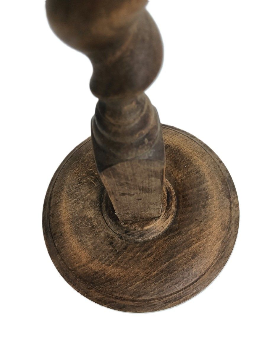 Barley Twist Carved Wooden Pedestal Plant Stand Planter On Top Vintage photo for sale
