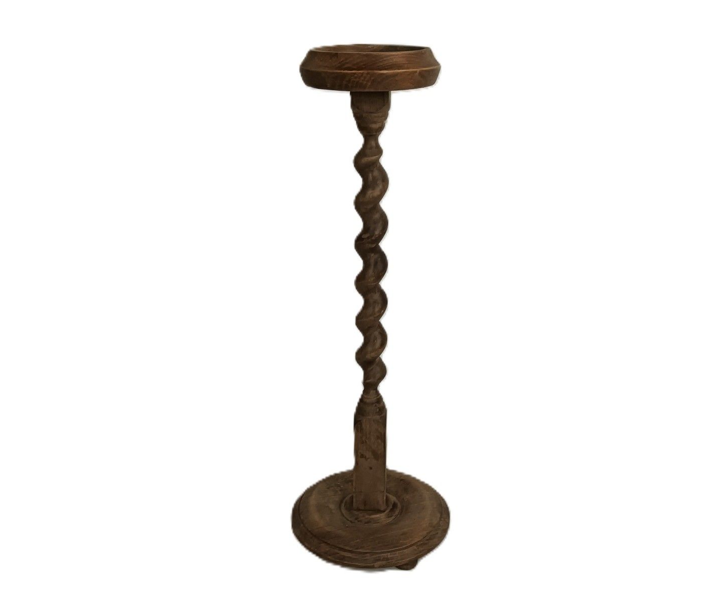 Barley Twist Carved Wooden Pedestal Plant Stand Planter On Top Vintage photo vintage