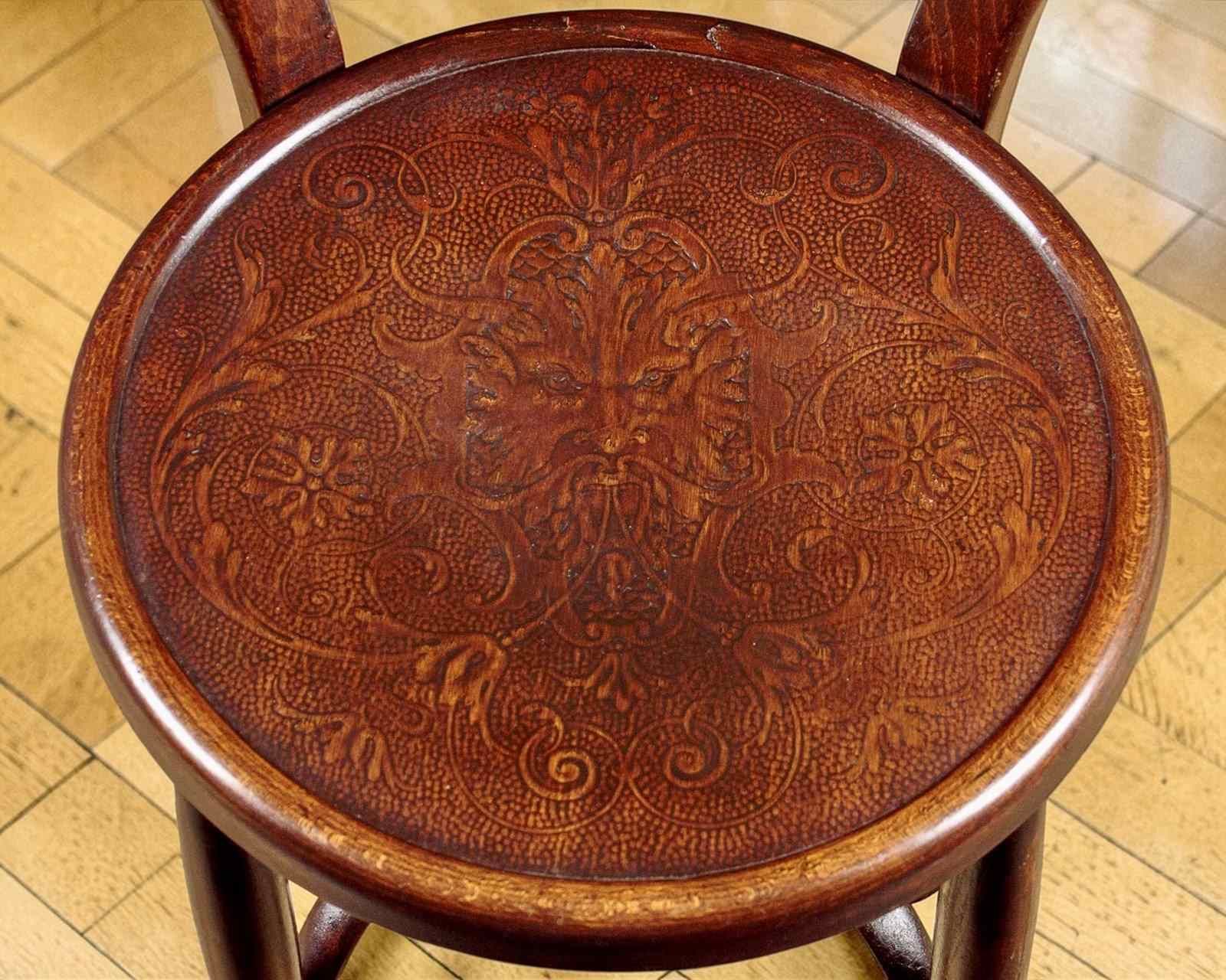 Rare Set Of Four Embossed Thonet Or J & J Kohn Bentwood Chairs, Circa 1900 photo 1265.0