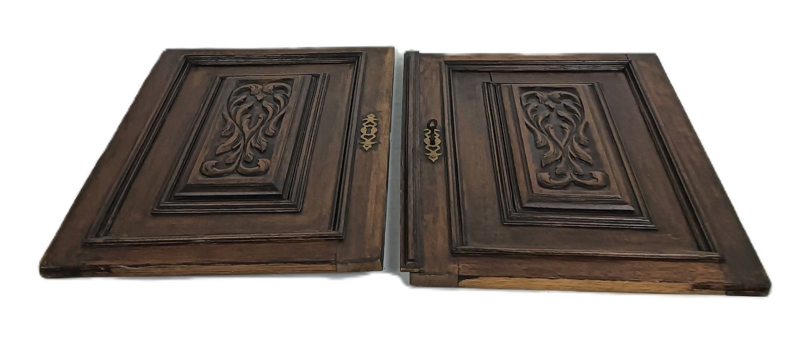 Pair French Hand Carved Wooden  Door Panels Reclaimed Architectural  Antique Imp photo furniture