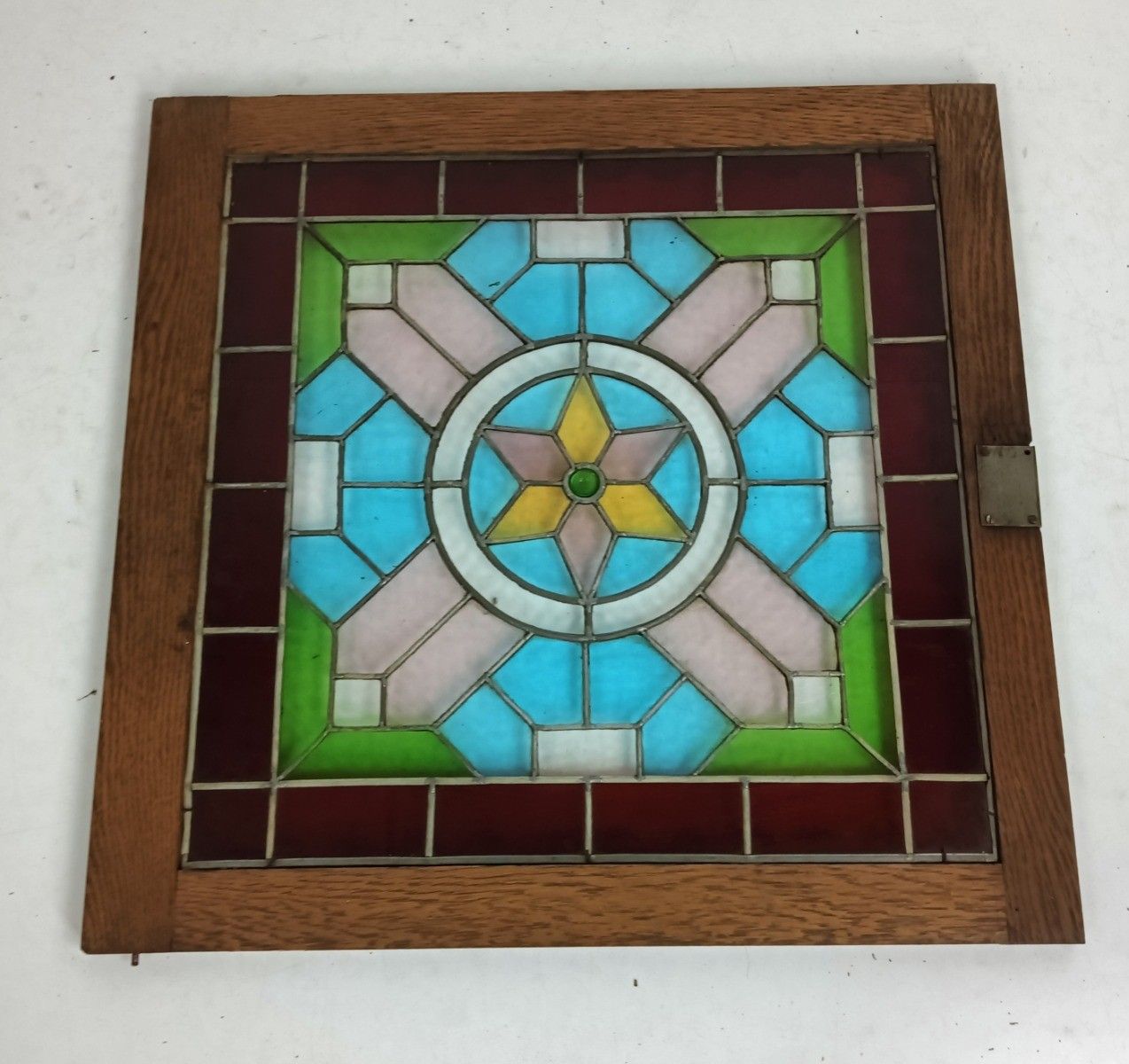 Antique Wooden Leaded Glass Prairie Style Door Panel Salvaged Reclaimed Architec photo vinterior
