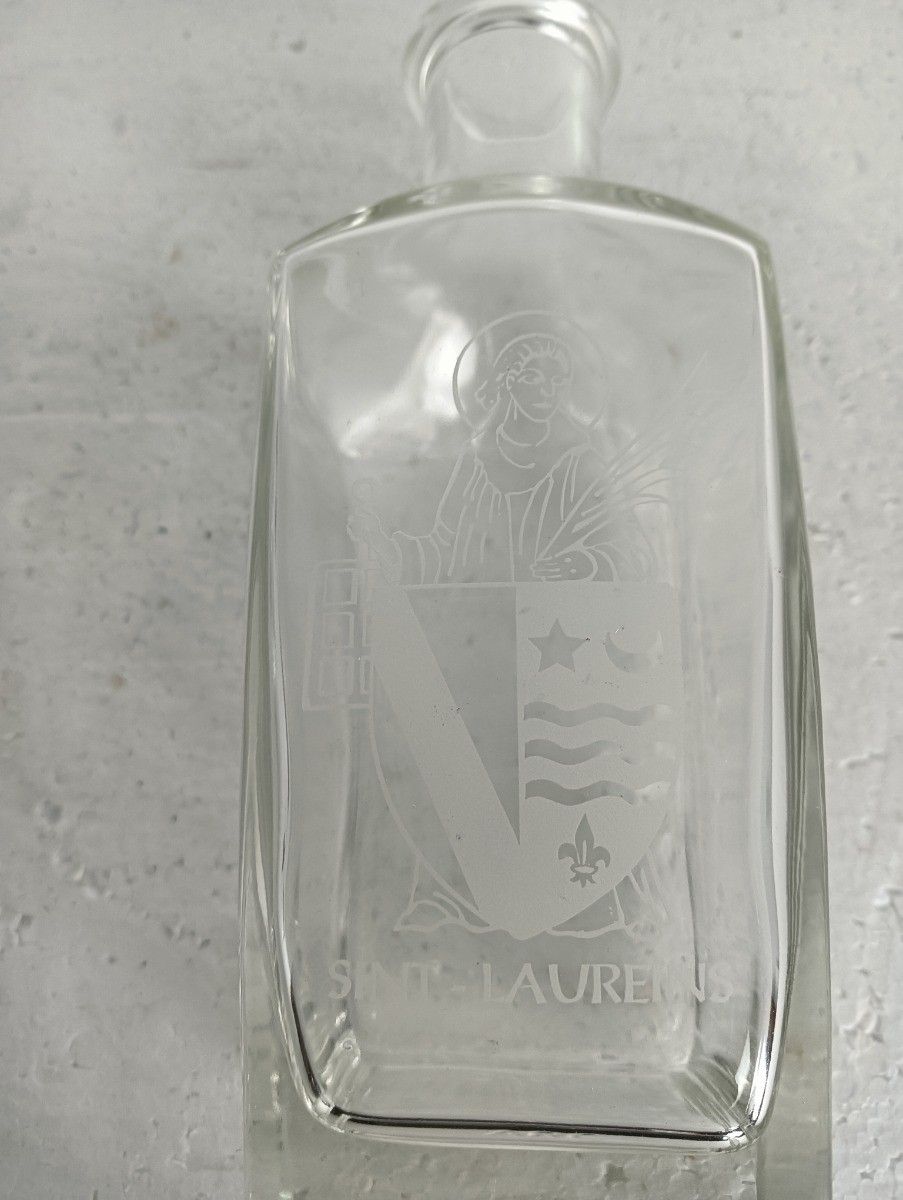 Bottle Decanter Glass Church Watervliet Belgum Bottle Made In Slovenia photo 54.0