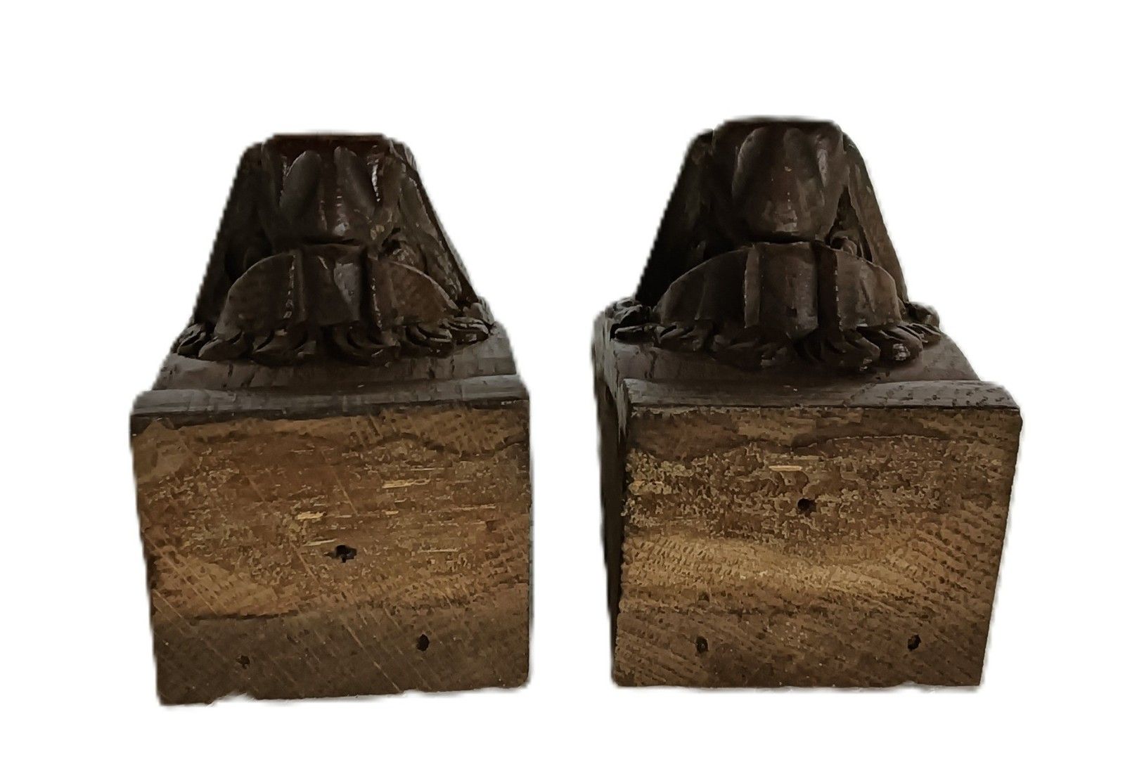 photo furniture Antique  Pair Corbels Hand Carved Wood Pediments Architectural Lion Heads  Trims