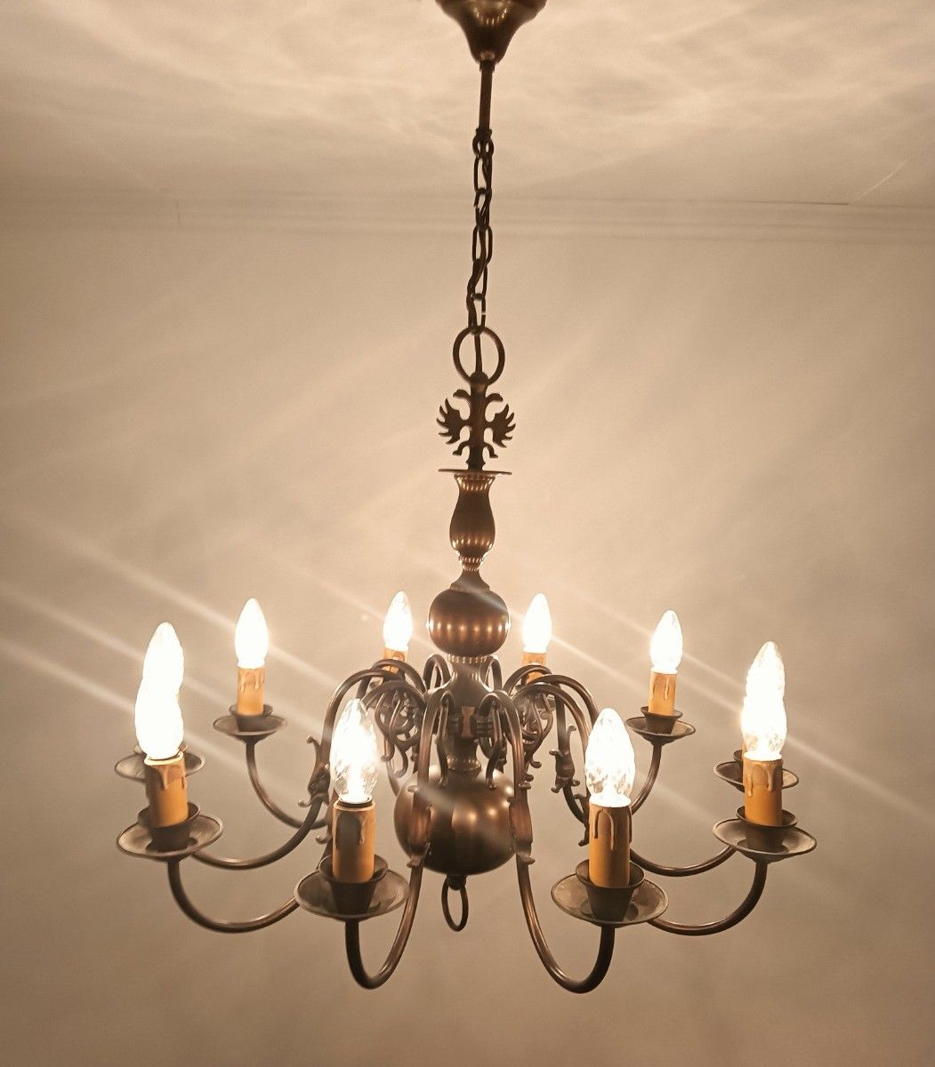 photo furniture Flemish Dutch Chandelier Style 10 Arm Lights  Country Vintage Brass Vintage
