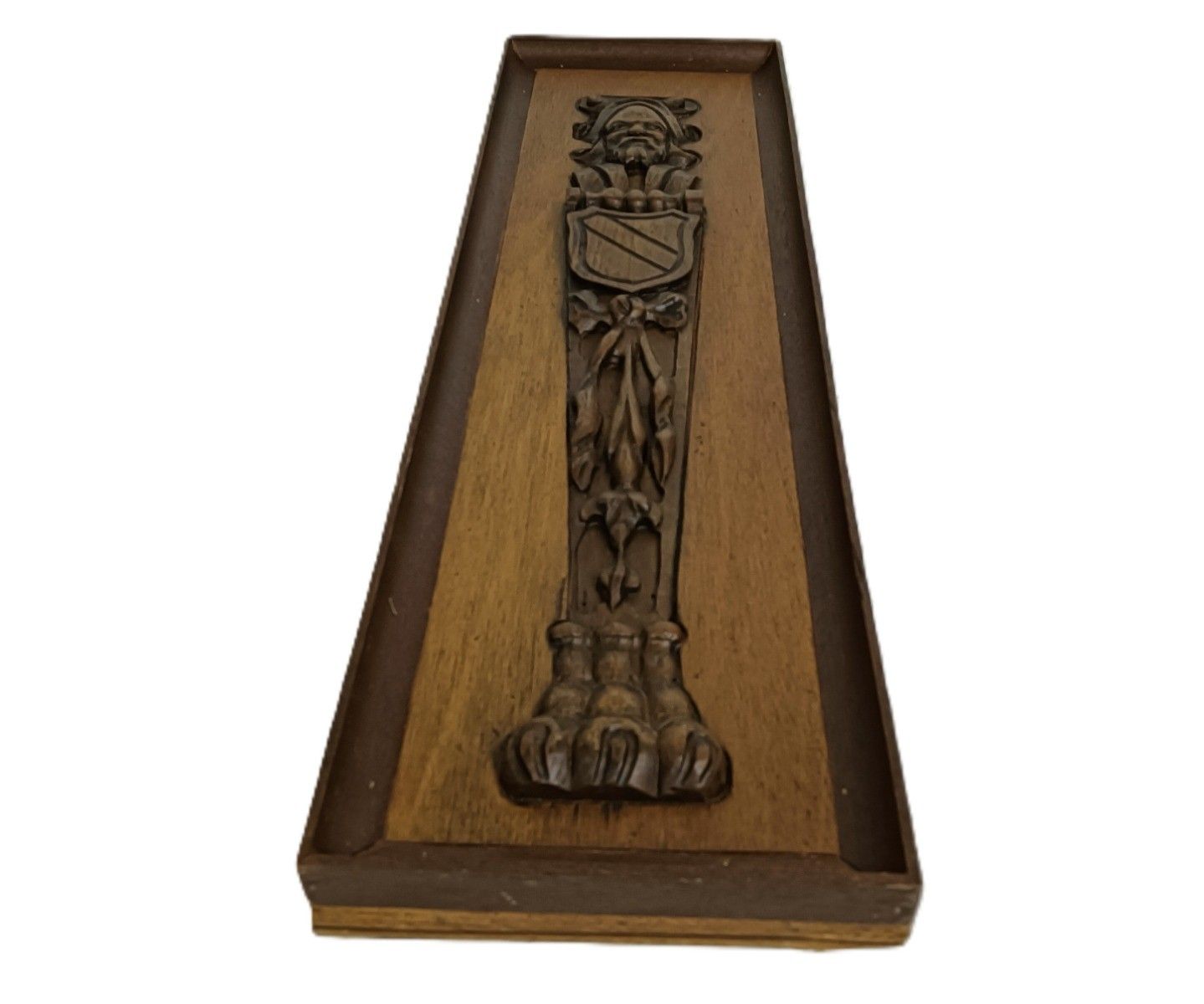 Carved Wooden Wall Plaque Panel Reclaimed Male Figurine Heraldic Antique photo Art