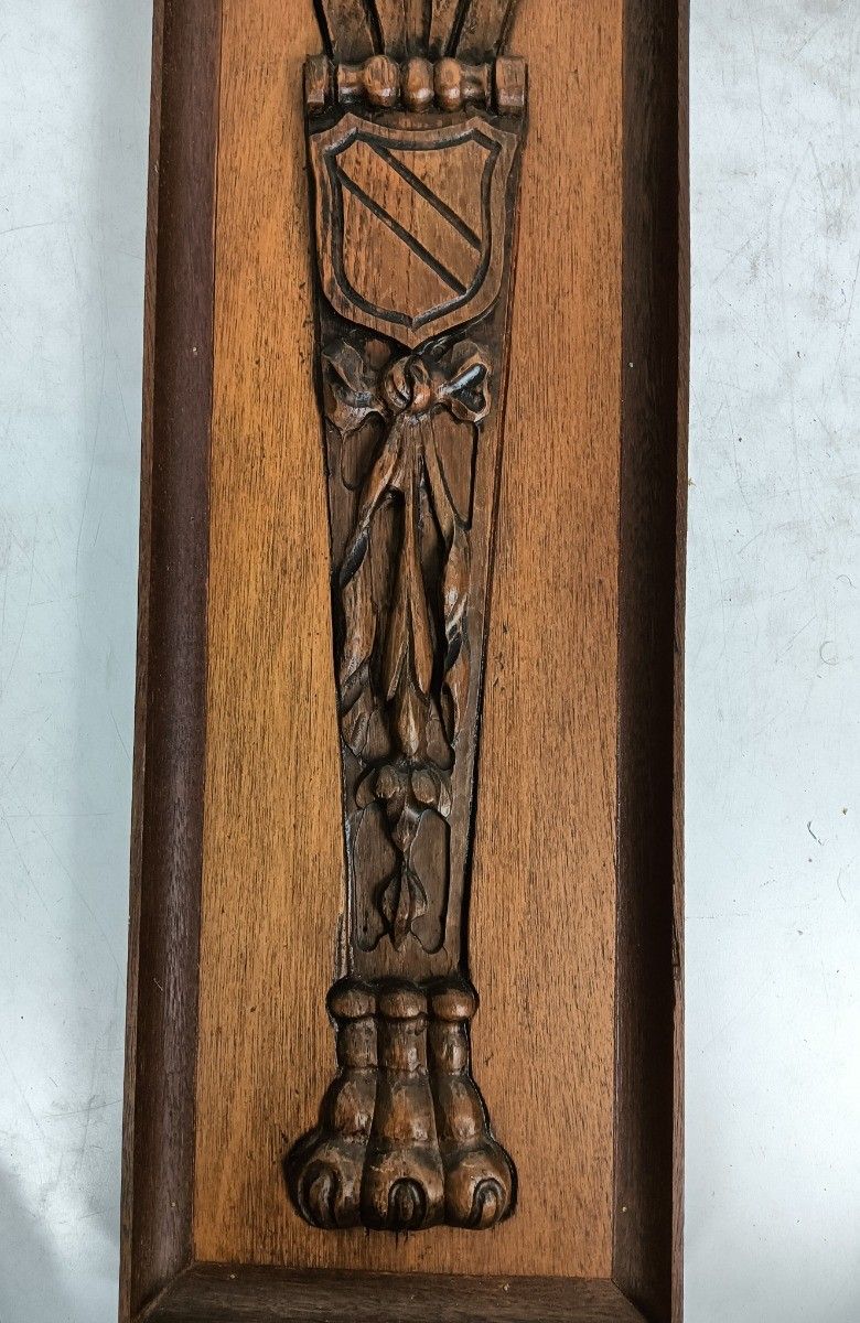 Carved Wooden Wall Plaque Panel Reclaimed Male Figurine Heraldic Antique photo buy