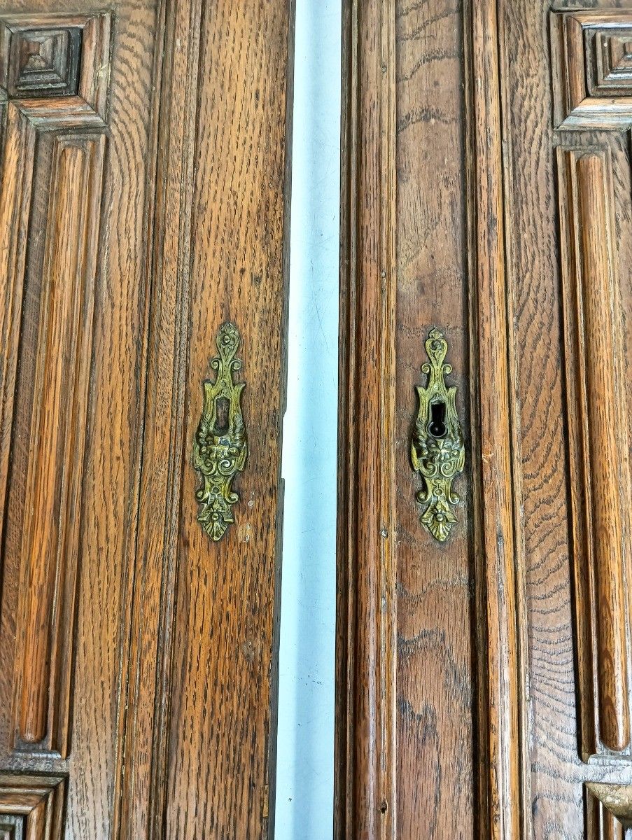 photo furniture Pair Antique Door Panels Carved Wood  Architectural Reclaimed Salvaged Oak