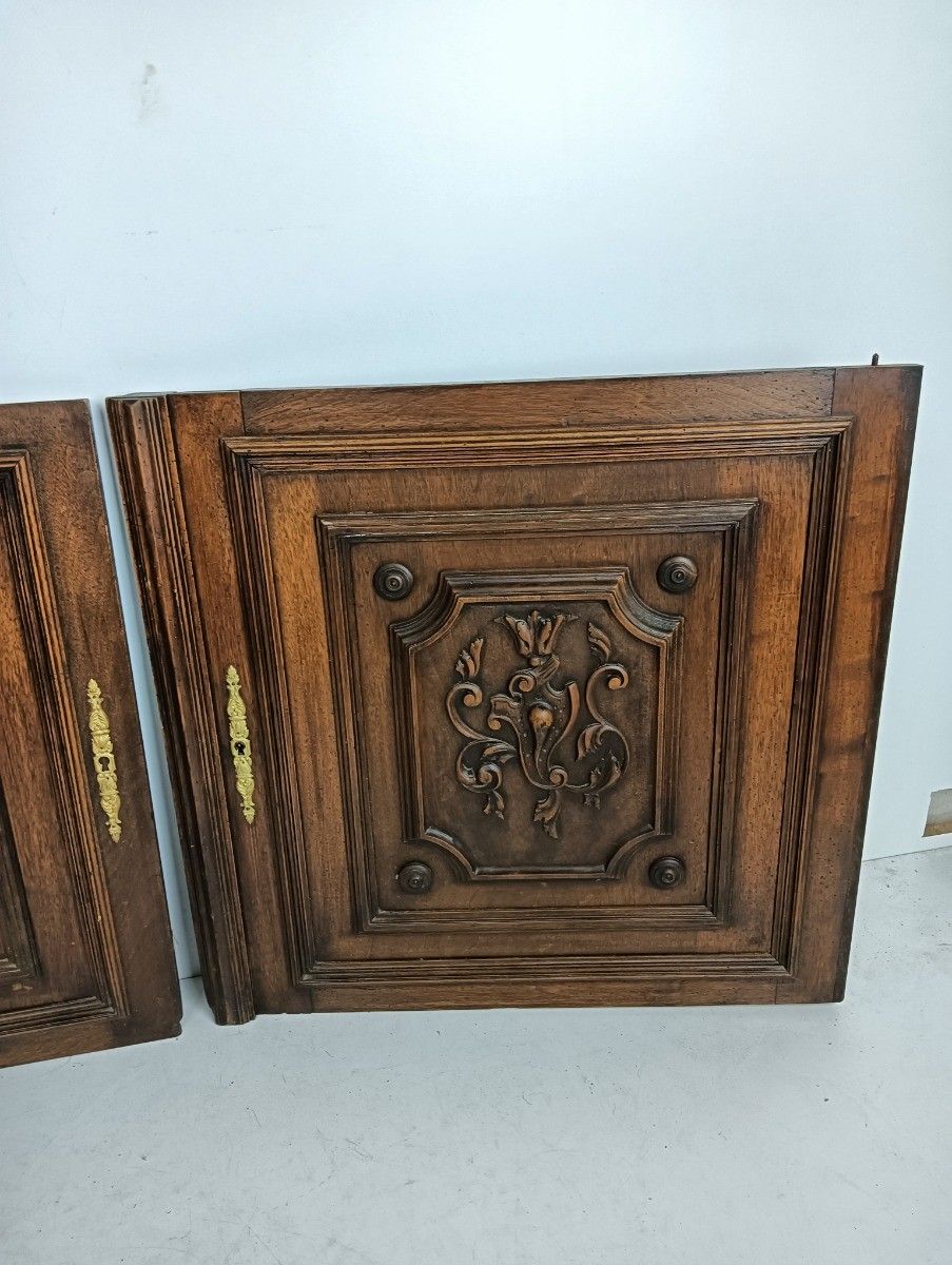 Antique Door Panels Couple Hand Carved Wood  Architectural Salvaged Reclaimed photo 335.0
