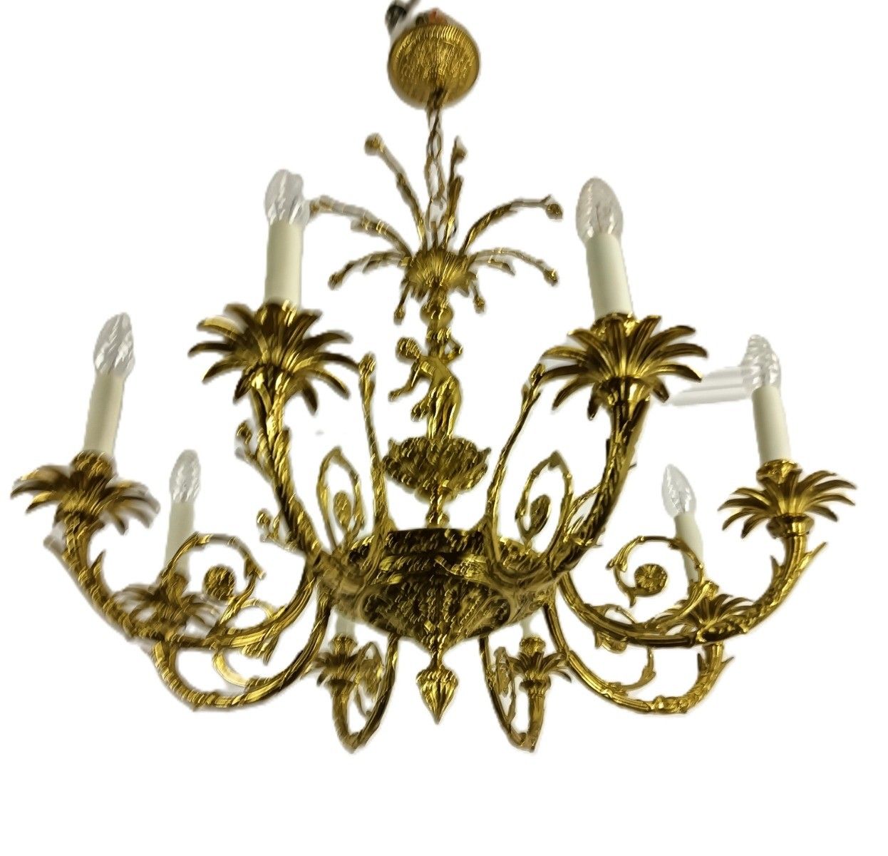 Ornate Hollywood Regency Chandelier 6 Arm Lights Brass Lady Vintage Spanish Revi photo Lighting