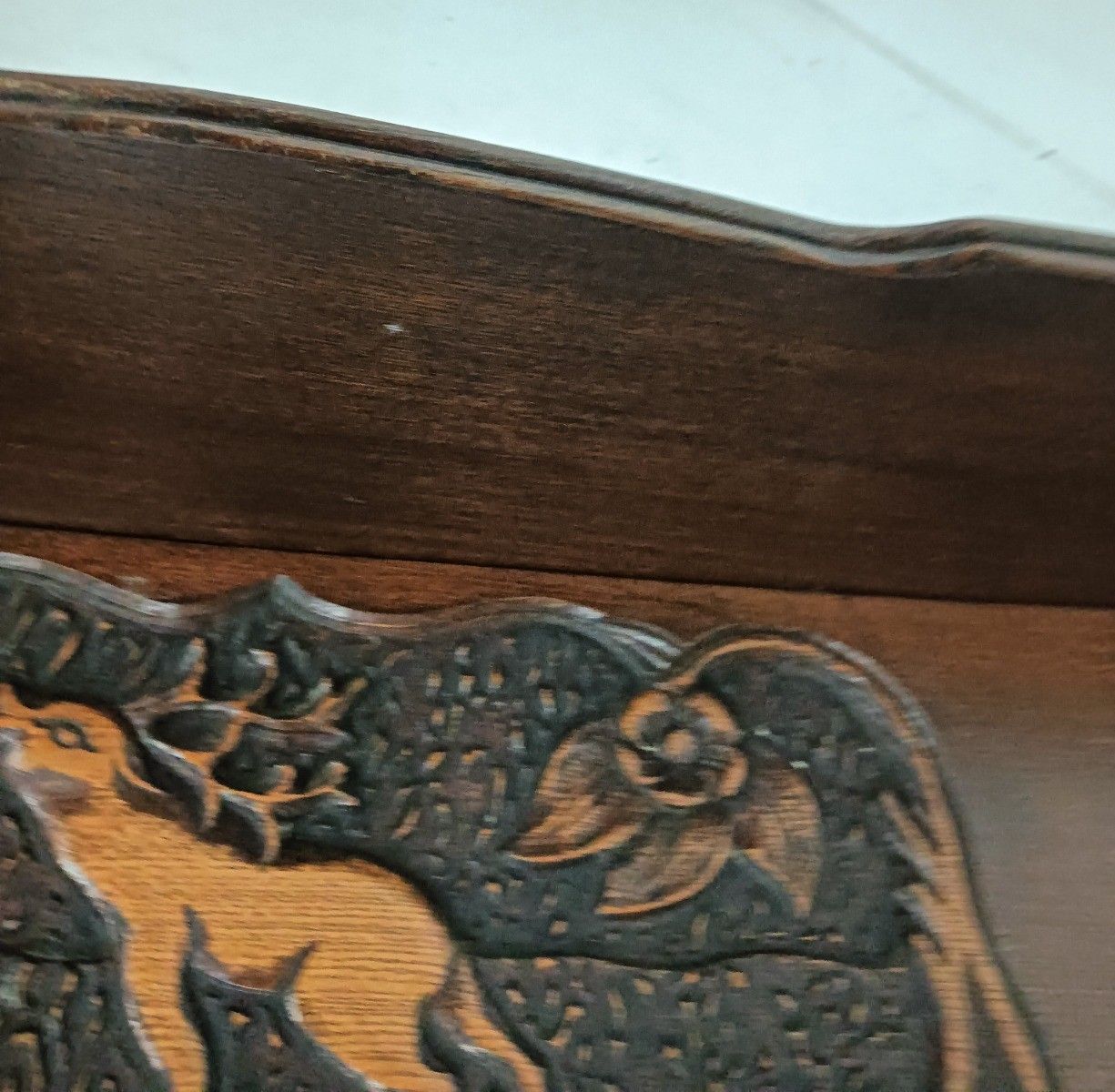 Antique Hand Carved Wooden Coat Rack Large Deer Flowers Ornate photo Furniture