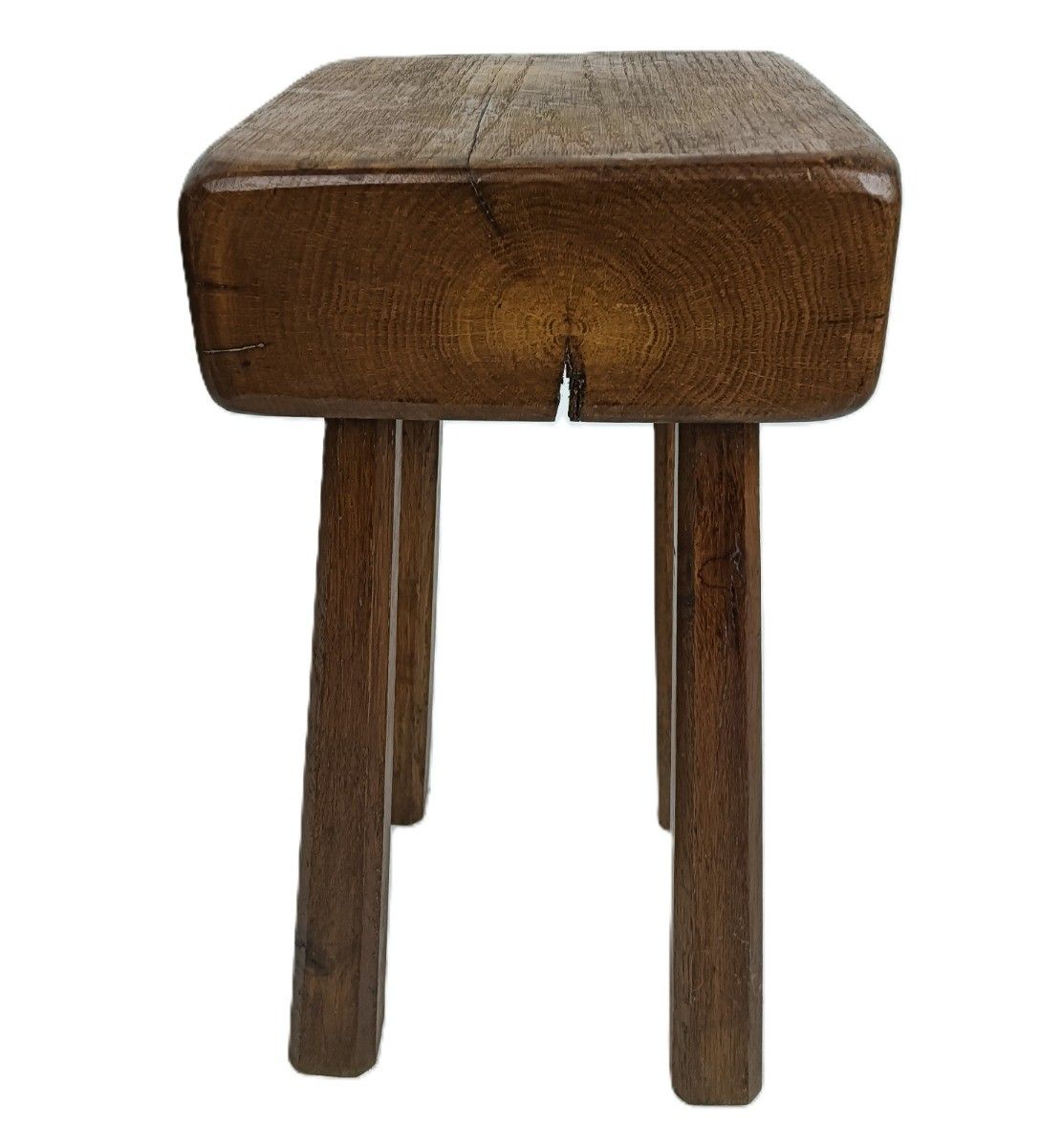 Antique Milking Stool Bench Pedestal Barn Country Style Wood Thick Top Side Tabl photo Furniture