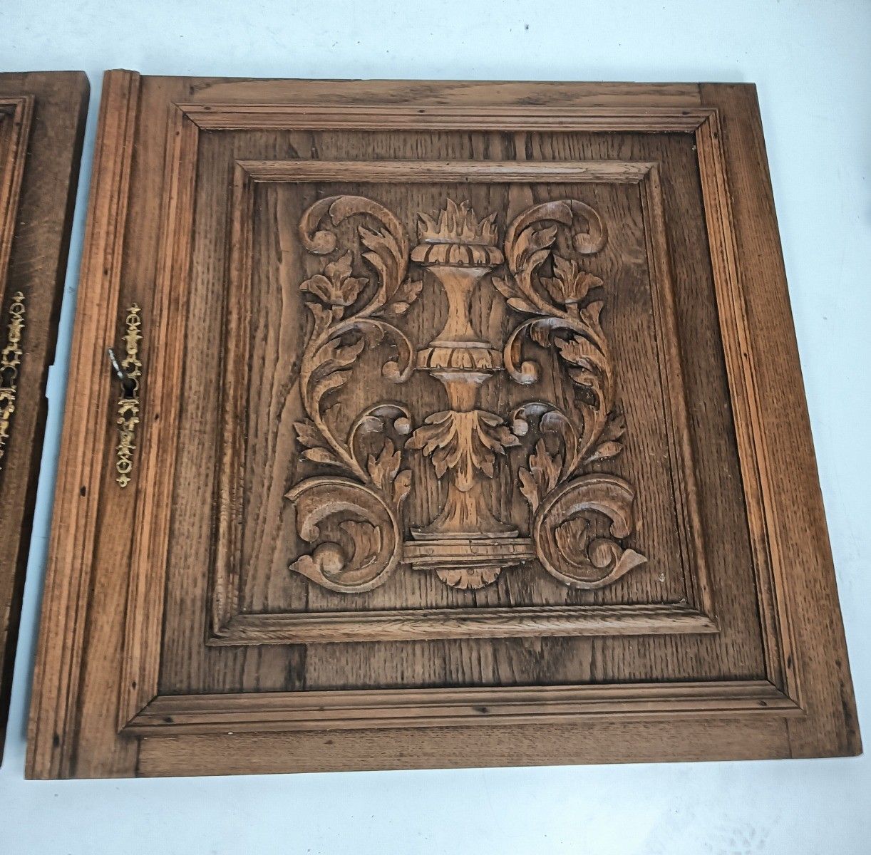Pair Antique Door Panels Doors Cabinet Reclaimed Architectural Vase Flowers photo 359.0