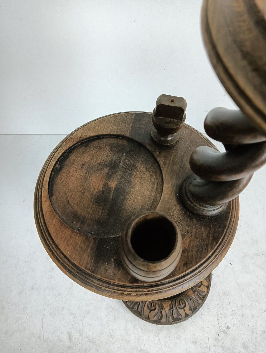 Hand Carved Ornate Wood Barley Twist Pedestal Smokers Side Plant Stand Table Two photo vinterior