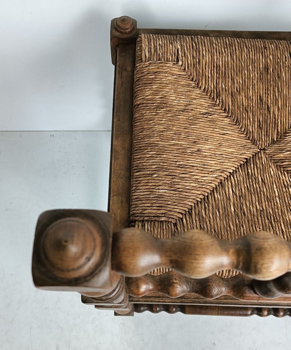 Twisted Wooden Barley Twist Corner Chair Rush Seating Hobnails Edwardian Beautif photo 359.0