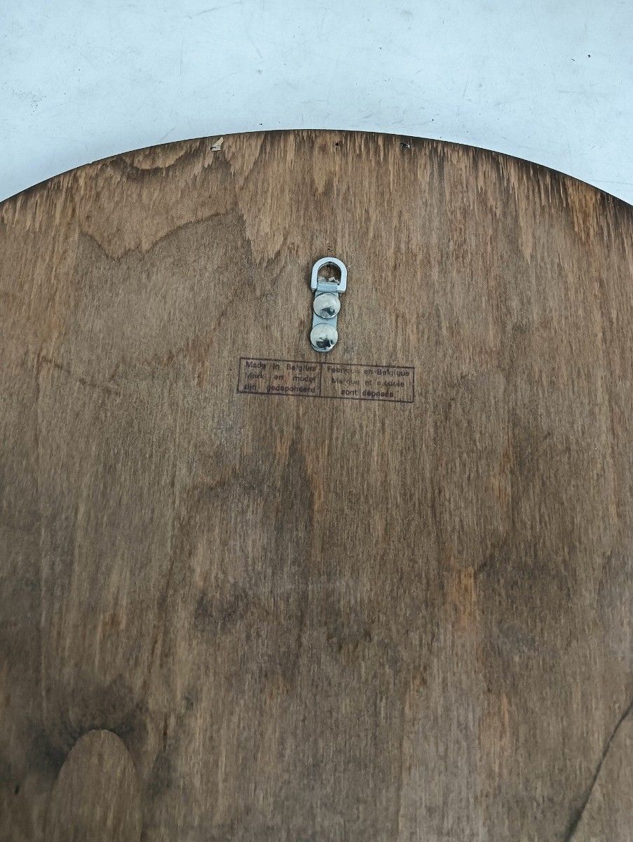 Round Vintage Mirror Wood Belgium Deknudt Collector Large Wall Hanging photo 269.0