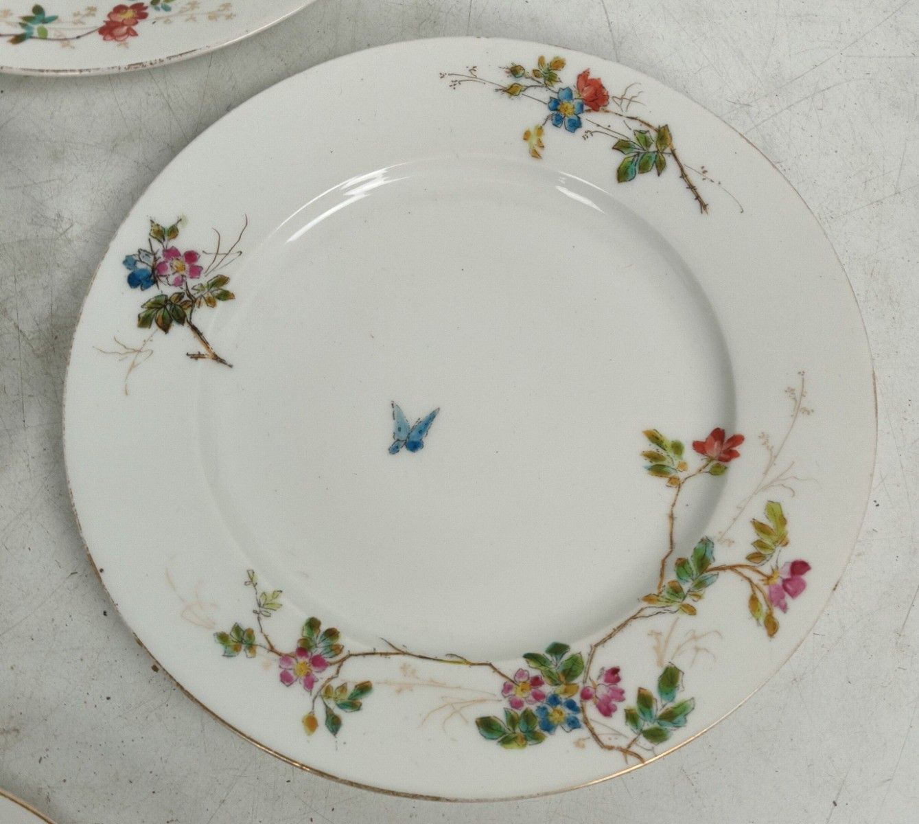 Set Of 6 Victorian Antique 19th Century Breakfast Plates Hand Painted Flowers Bu photo Home Decor
