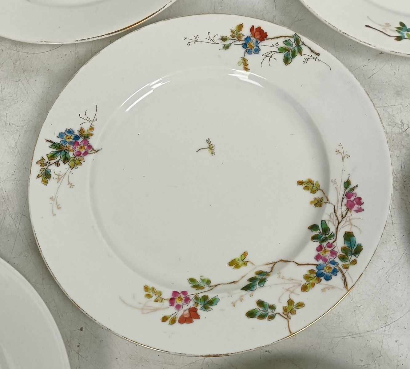 Set Of 6 Victorian Antique 19th Century Breakfast Plates Hand Painted Flowers Bu photo 538.0