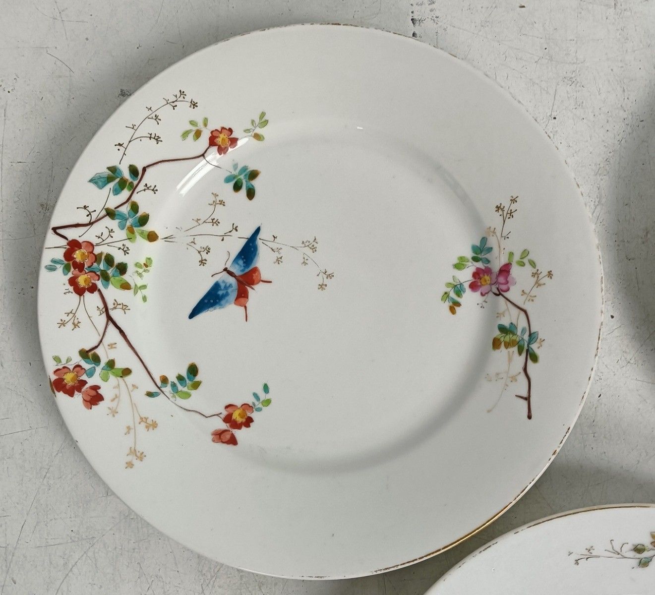 Set Of 6 Victorian Antique 19th Century Breakfast Plates Hand Painted Flowers Bu photo vintage