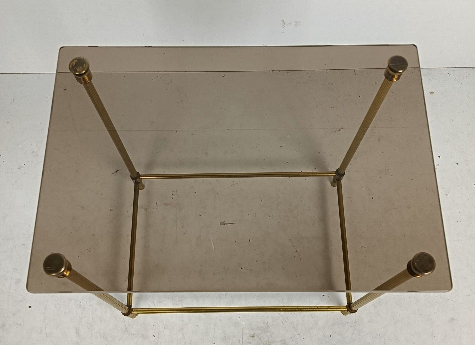 Vintage Side Table Messing Smoked Glass Top French Hollywood Regency Style photo 225.0