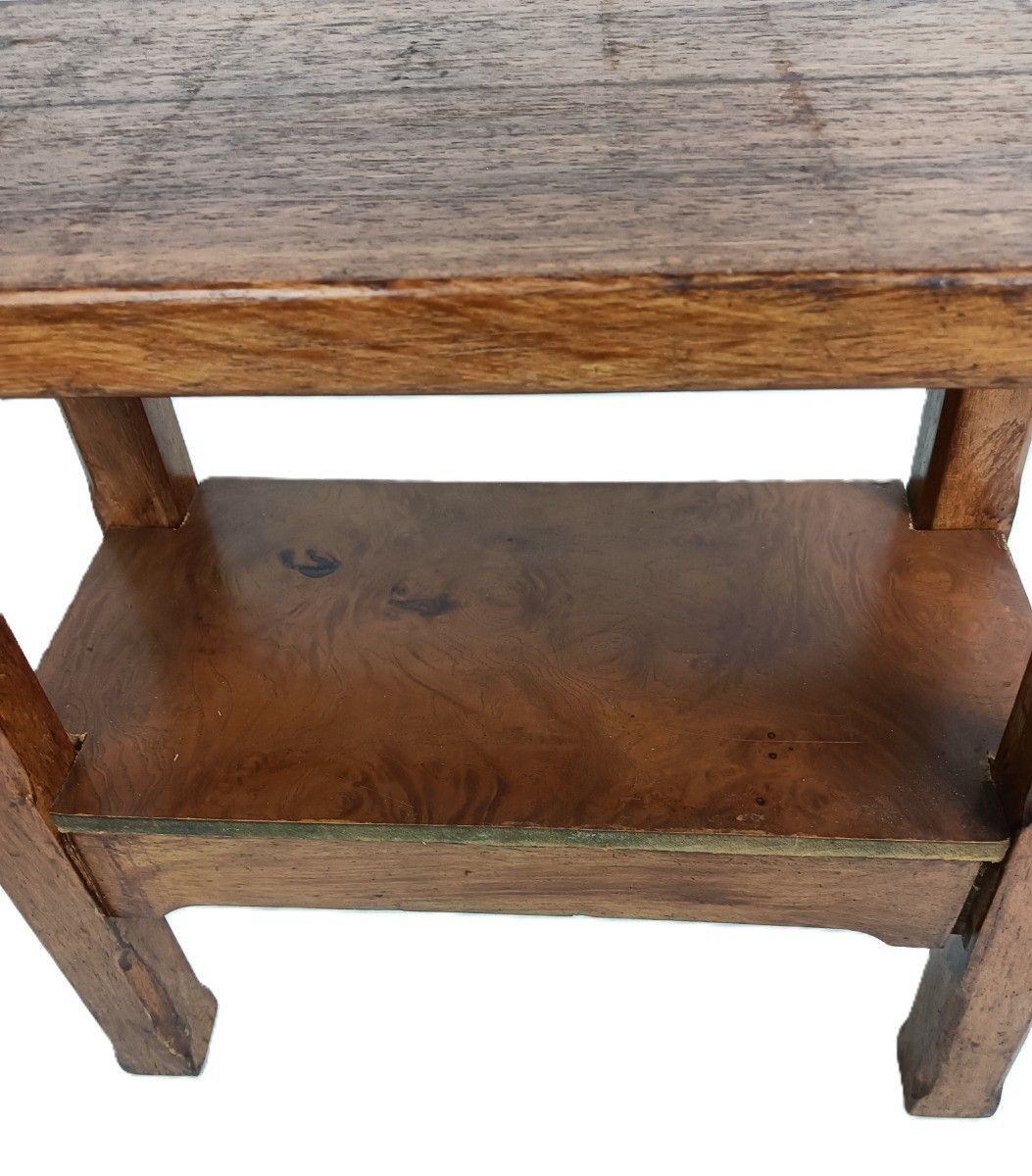 Antique Two Tier Side Table Carved Wood Occasional Coffee Plant Stand Funky photo for sale