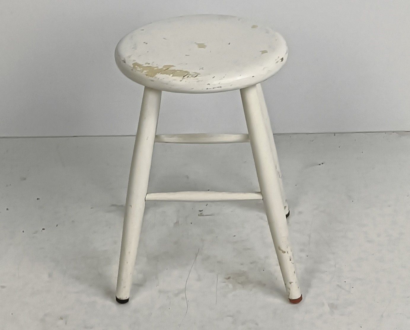 Bar Stool Milking Stool Plant Stand Pedestal Vintage Modernist Painted White photo for sale