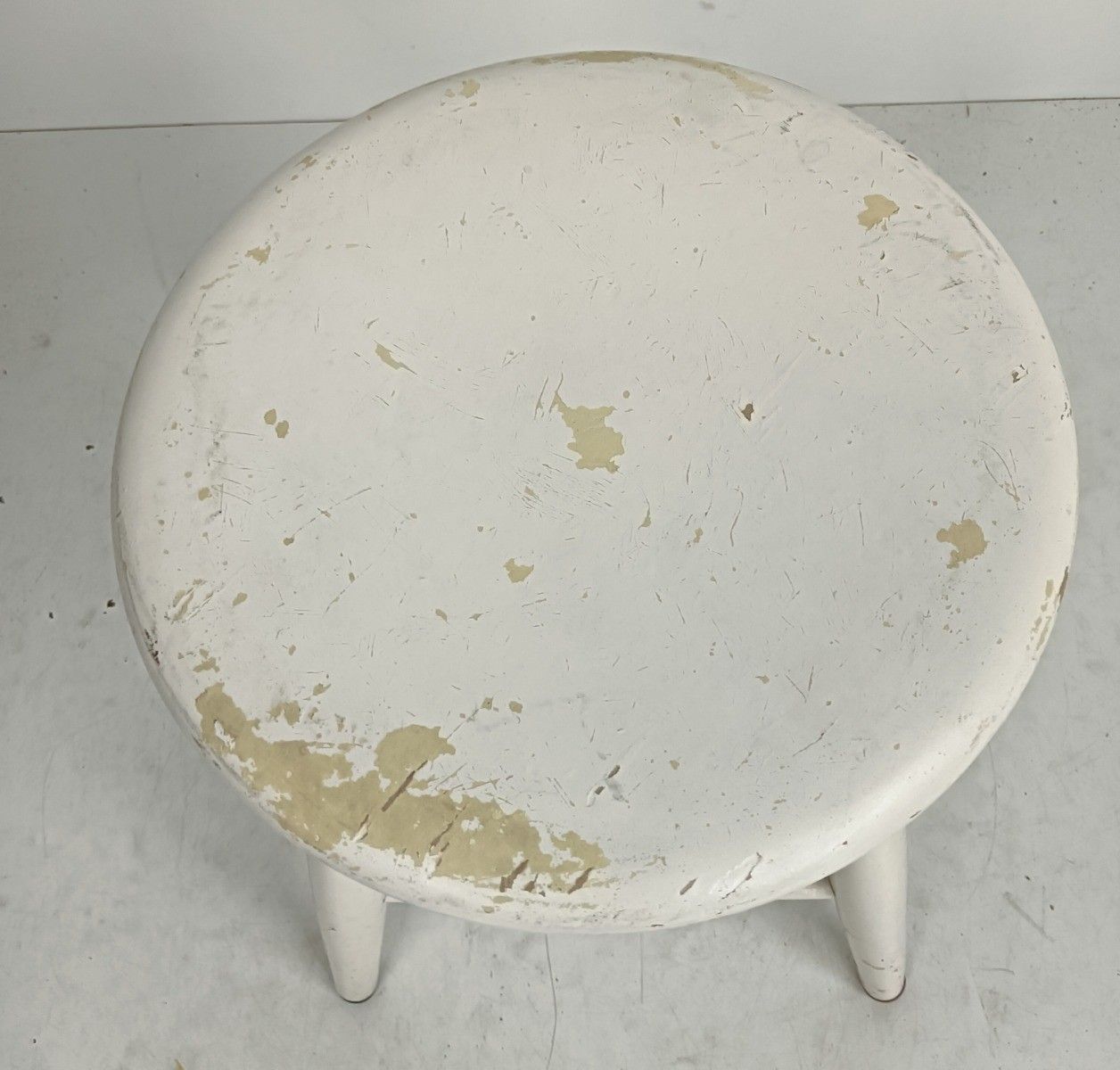 Bar Stool Milking Stool Plant Stand Pedestal Vintage Modernist Painted White photo Furniture