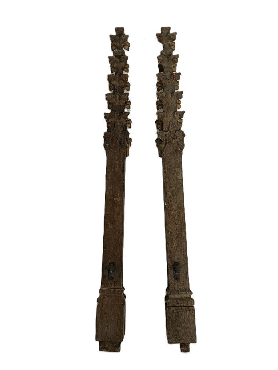 Neo Gothic 2 Large  Reclaimed Carved Wood Large Spindles Balusters Trim Posts Pi photo for sale