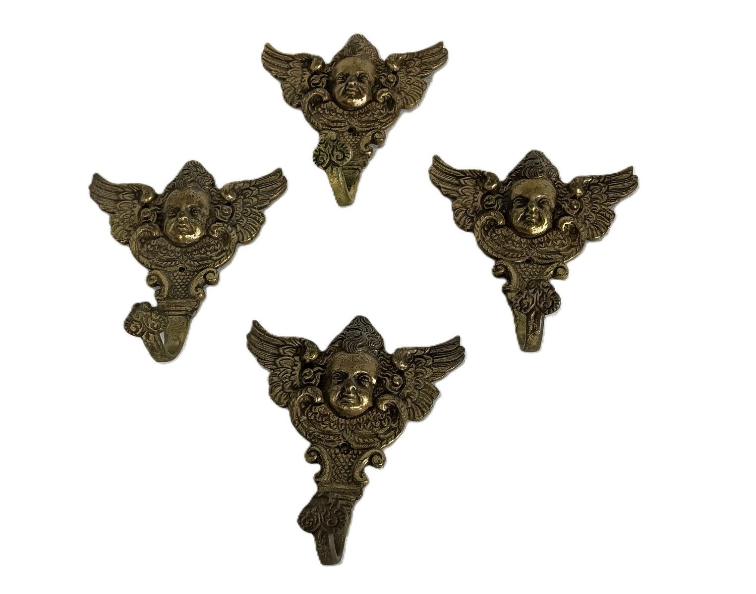 Brass Hooks Architectural Reclaimed Trims Moldings Furniture Set Of 4 Angels Lar