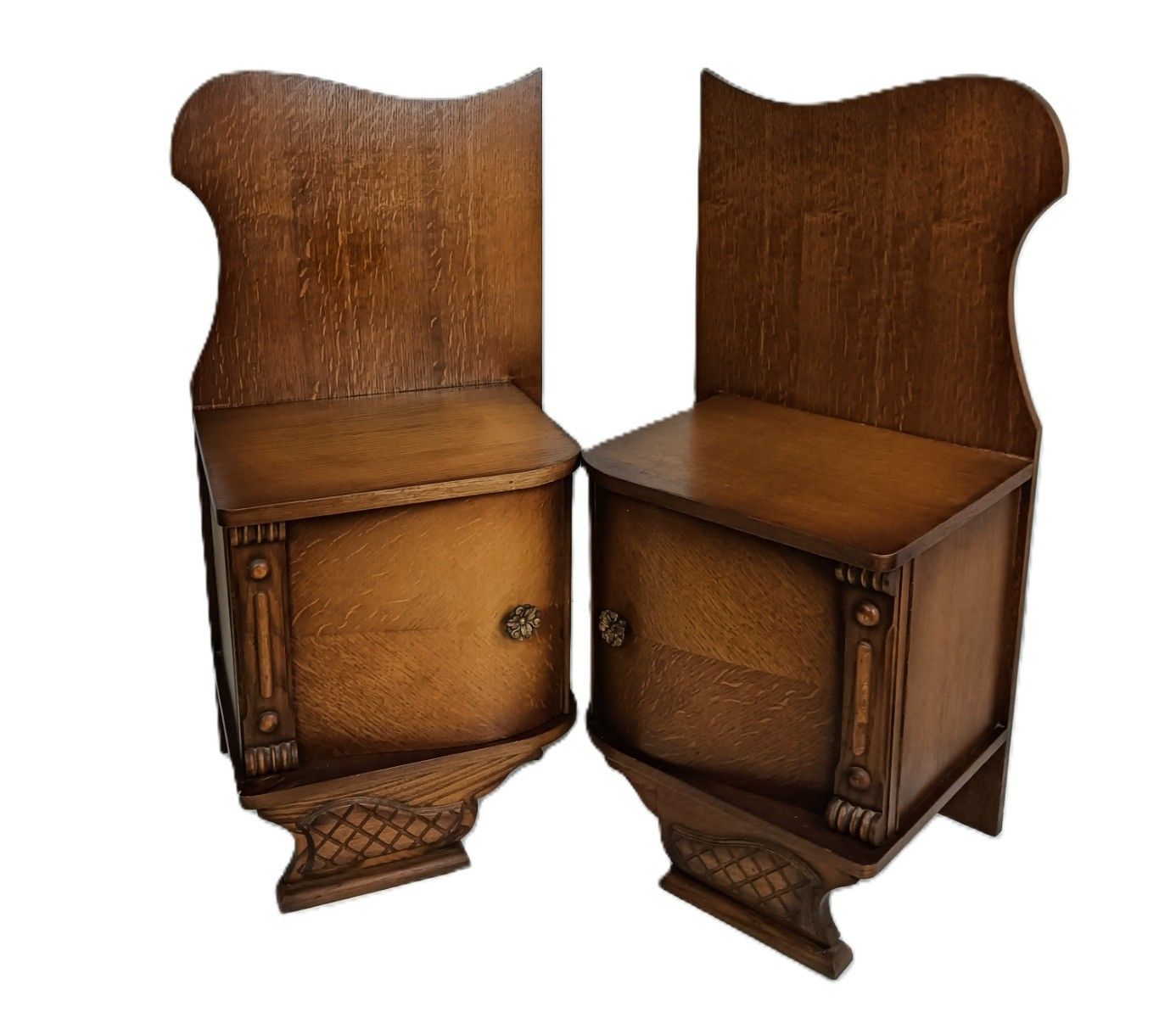 Pair Antique Jugendstil Nightstands Wood End Tables Vanity Cabinets Bedroom Cabi photo furniture