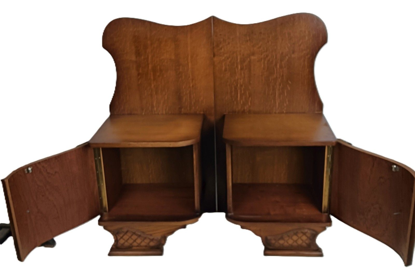 Pair Antique Jugendstil Nightstands Wood End Tables Vanity Cabinets Bedroom Cabi photo for sale