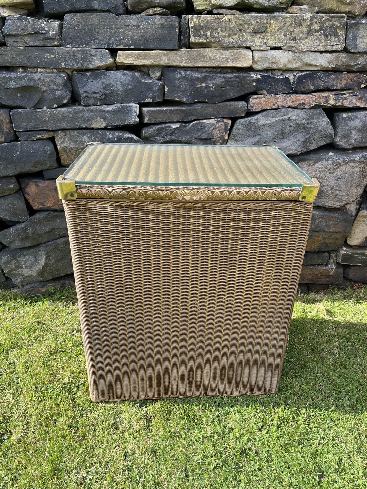 Gold Lloyd Loom Lusty Chair And Laundry Basket With Original Glass photo buy