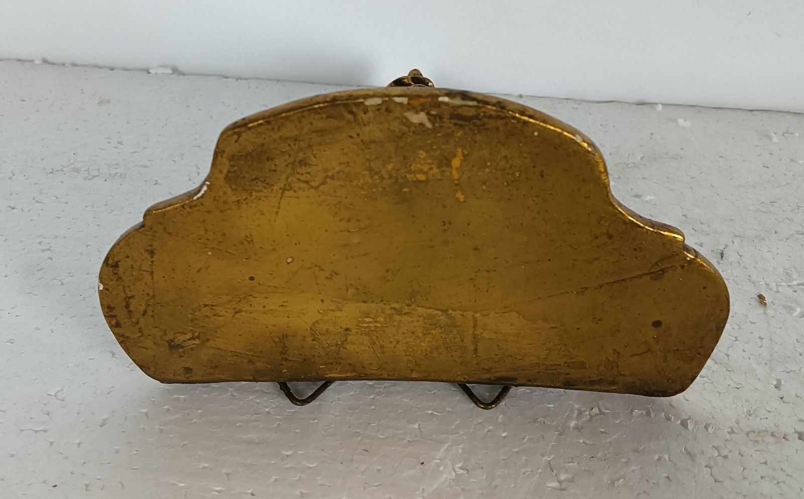 Ornate Wall Mounted Small Console Mirror Hollywood Regency Gold Gilded Plaster O photo for sale
