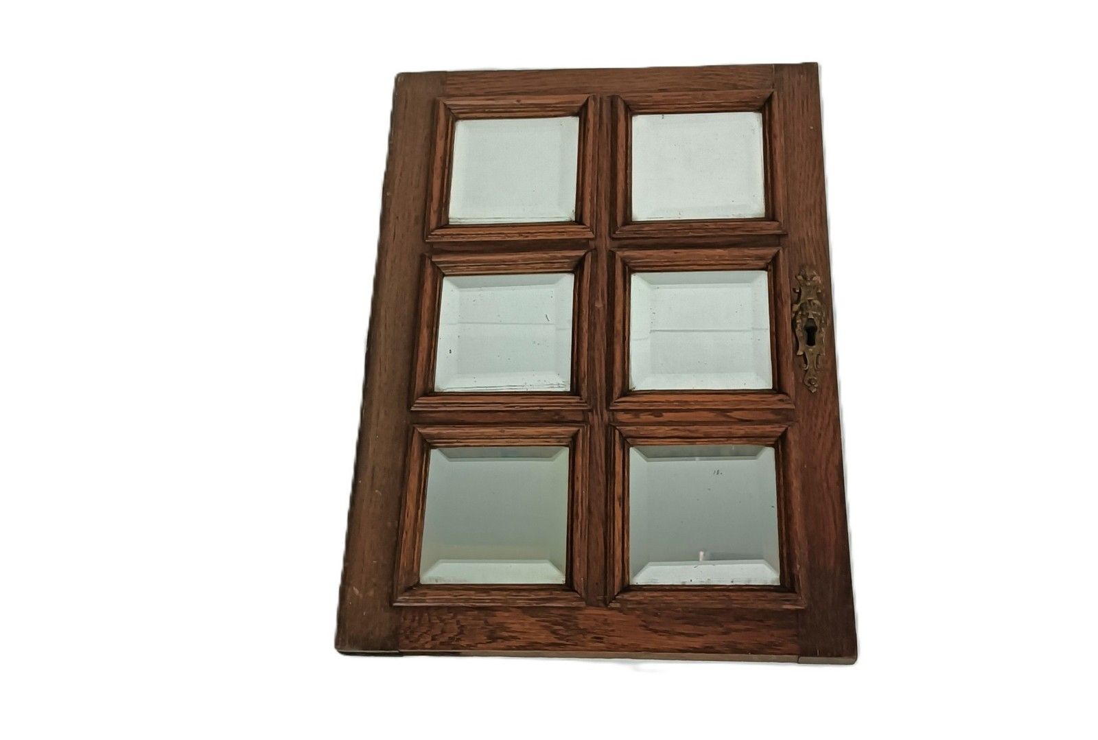 Hand Carved Wooden Door Panel  Beveled Clear Glass  Antique Reclaimed Architectu