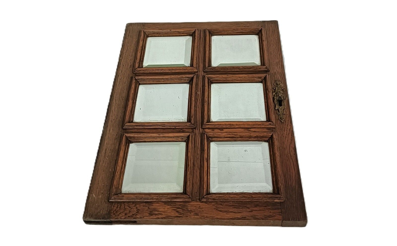 Hand Carved Wooden Door Panel  Beveled Clear Glass  Antique Reclaimed Architectu photo 179.0