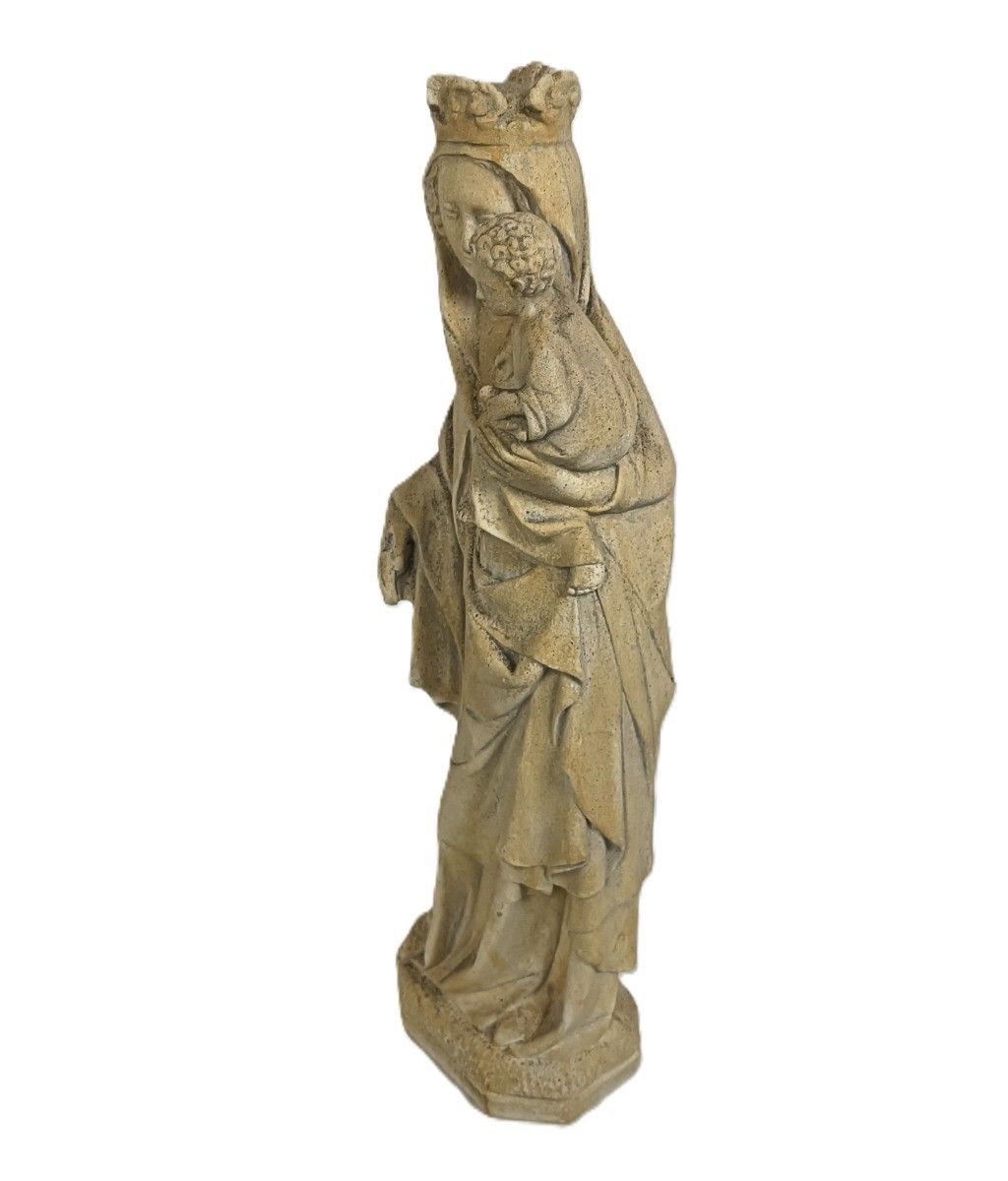 Outdoor Protection Carved Stone French Virgin Mary Infant Jesus Madonna  Large H photo 337.0