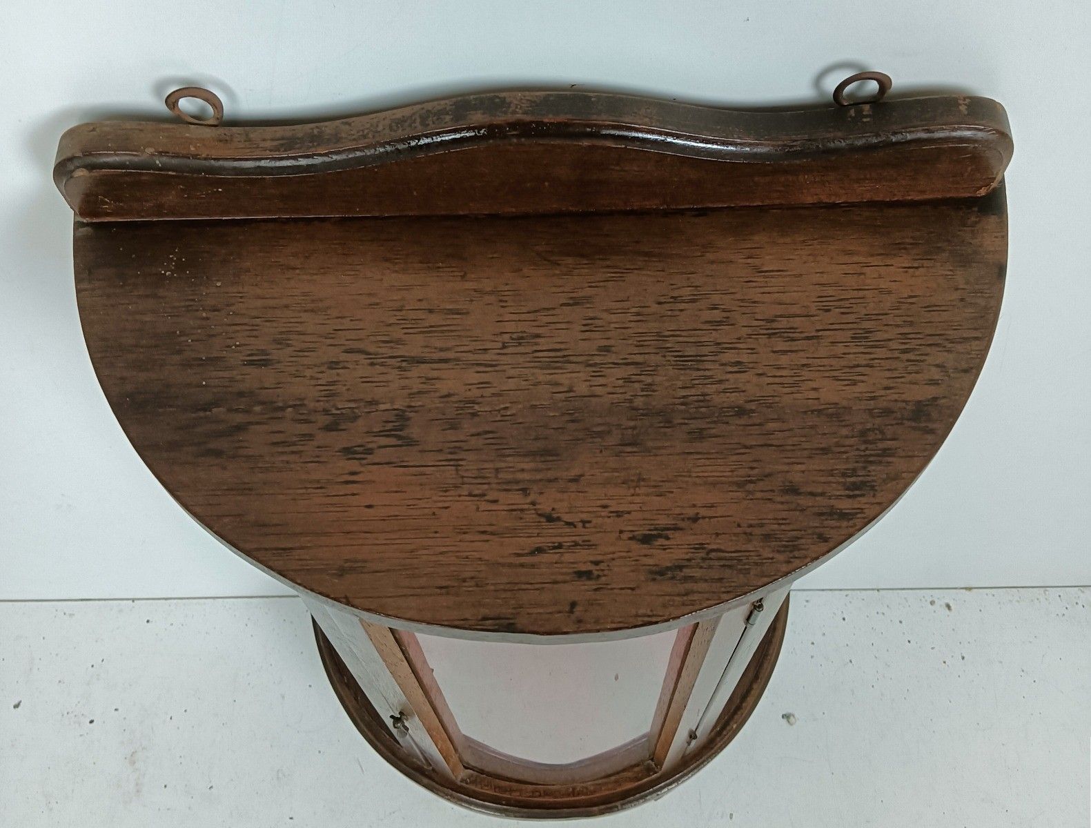 Vintage Display Standing Cabinet Wood Bent Glass Lovely photo Furniture