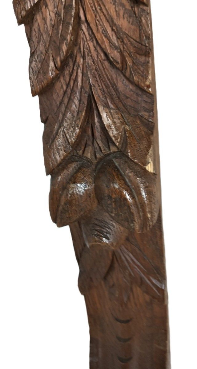2 Pieces Antique  Bas Relief Hand Carved Wood Reclaimed Architectural Trim Pedim photo vinterior