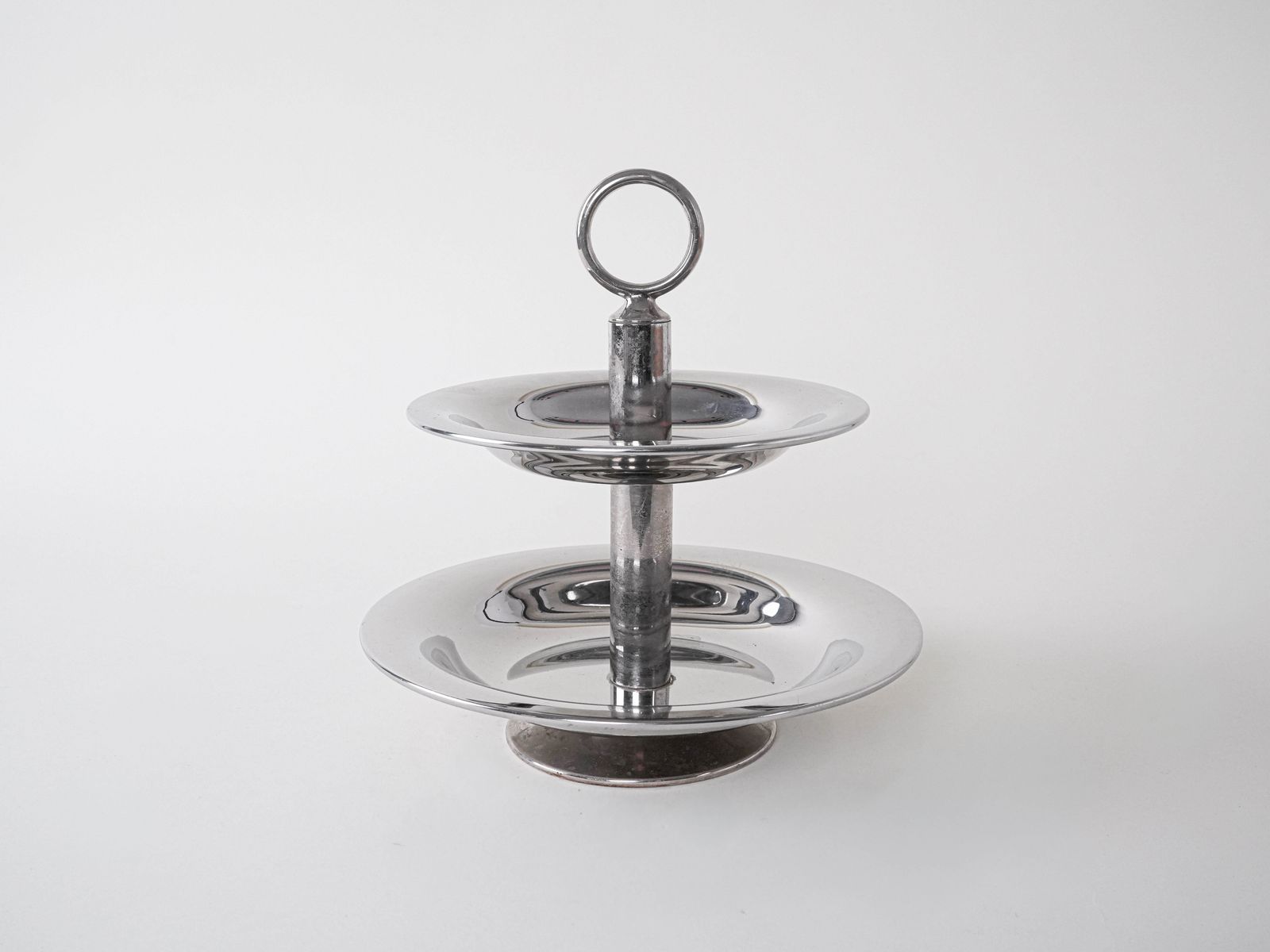 Two Tier Steel Cake Stand, Italian Design, 1980s, Made In Italy photo for sale