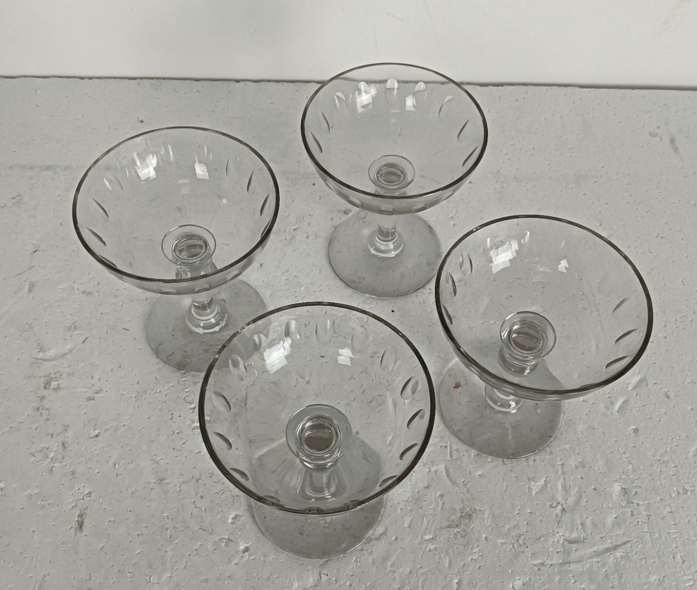 Set Of 4 Antique Cocktail Glasses Etched Glass Stylish photo Home Decor