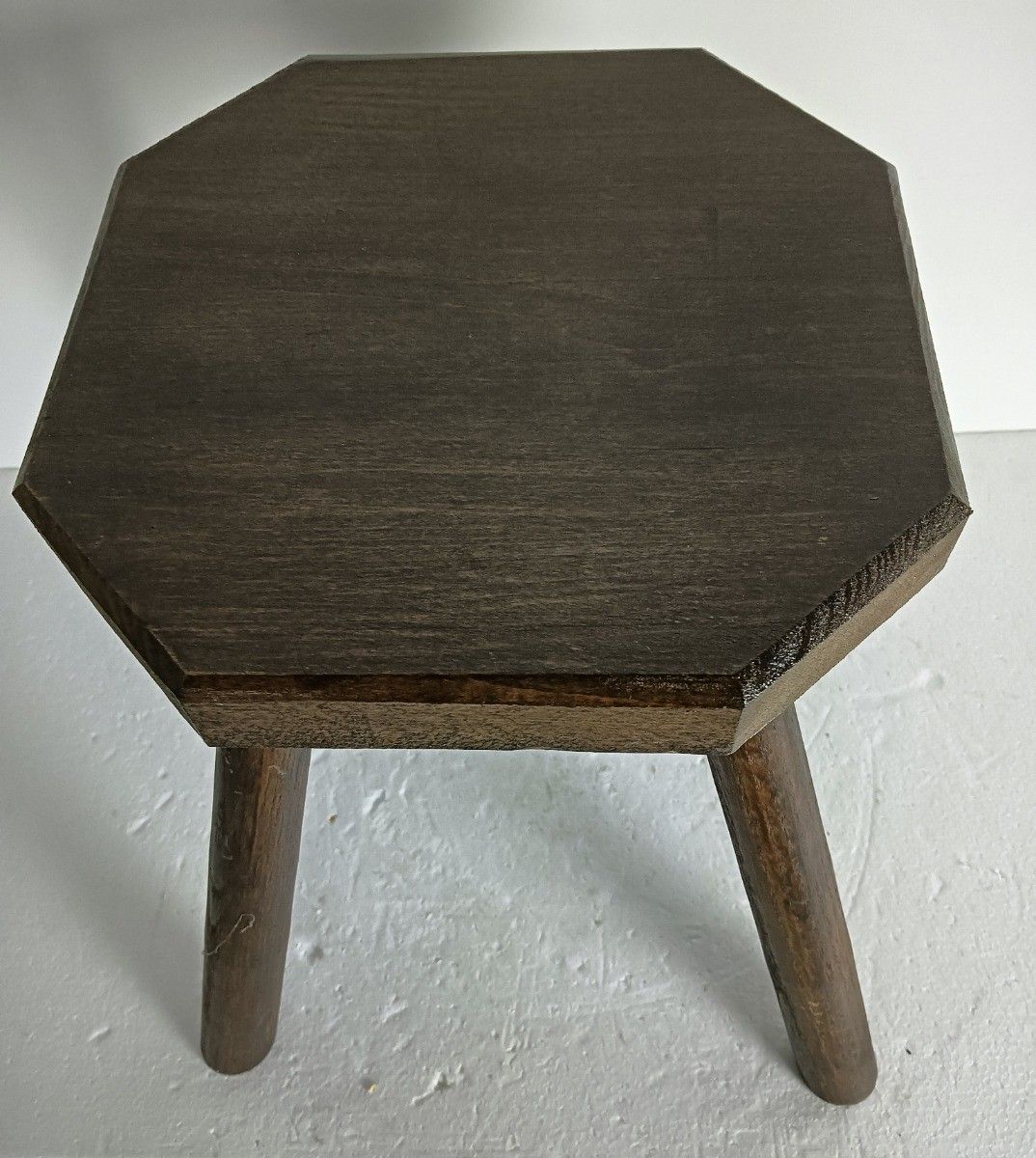 Antique Carved Wooden Milking Stool Plant Stand Pedestal Side Table Barn Style photo for sale
