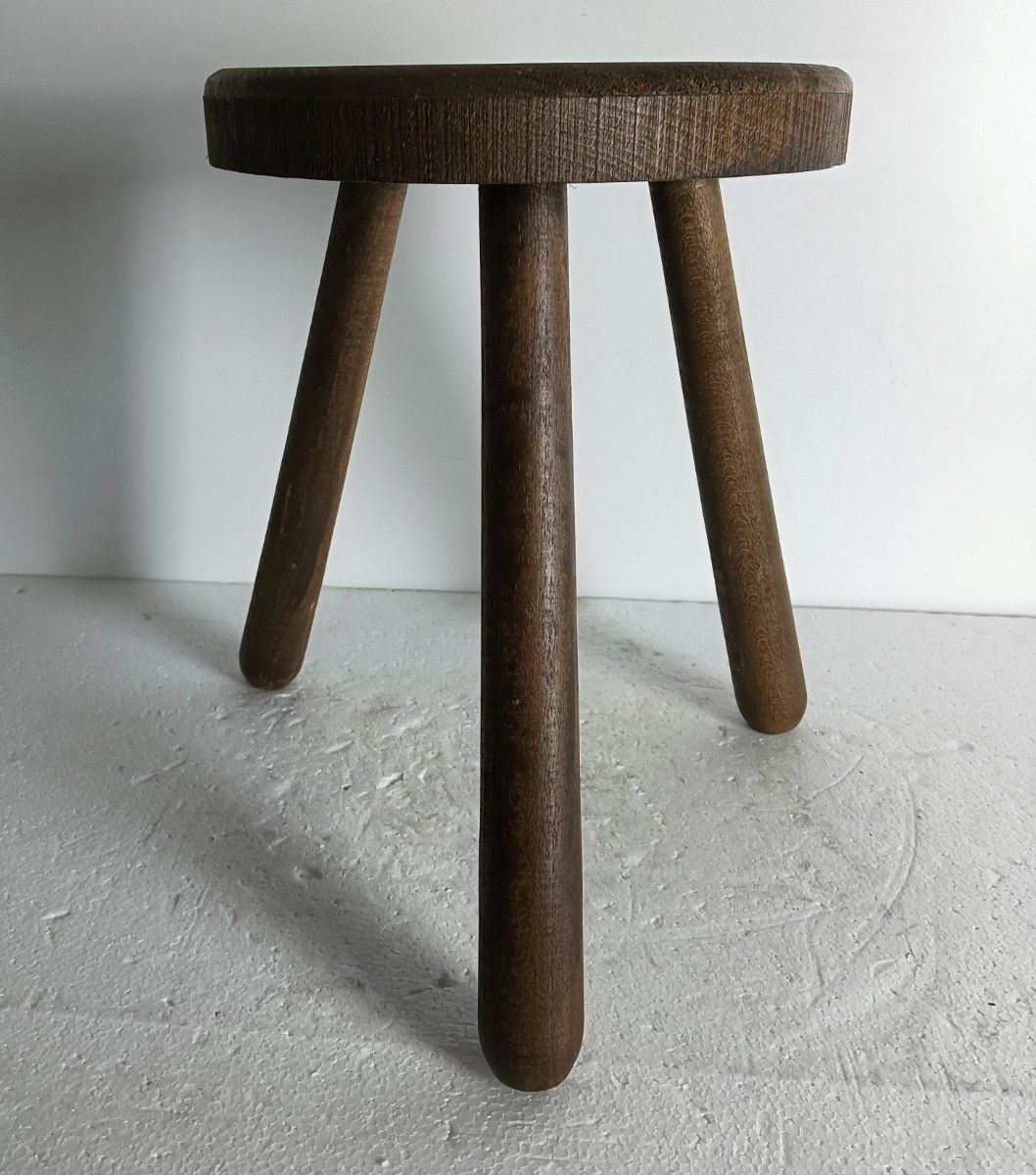 Antique Carved Wooden Tripod Milking Stool Plant Stand Pedestal Side Table Barn photo furniture