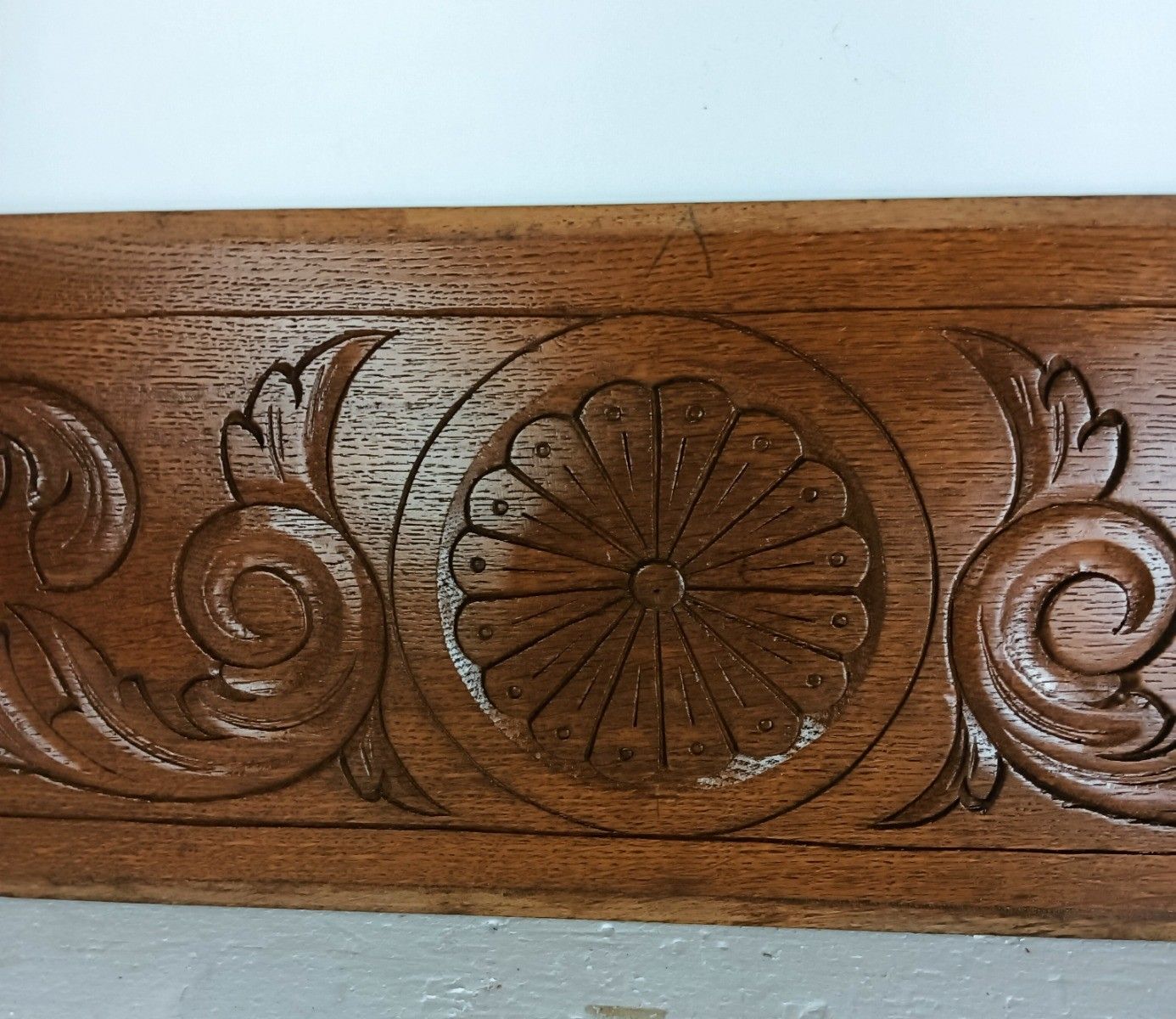Antique Ornate Carved Wooden Plank Pediment Trim  Reclaimed Architectural Board photo Home Decor